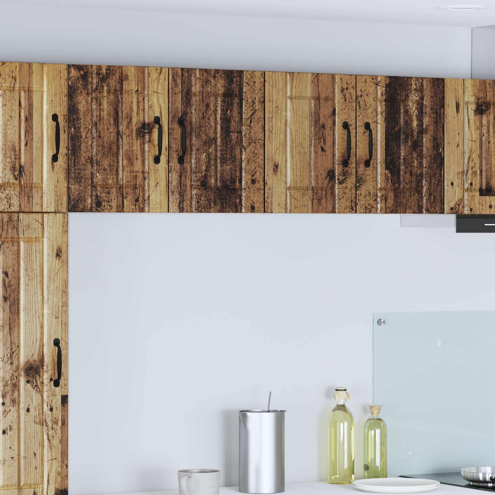 Τοίχοι ντουλαπών κουζίνας Επιτοίχιο Lucca 2 pcs Παλαιωμένο ξύλο