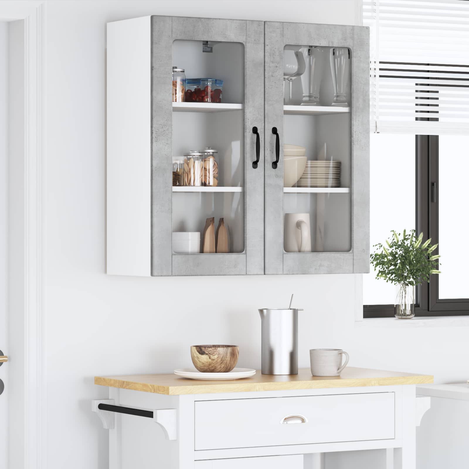 Ραφιέρα τοίχου LUCCA 2 pcs Γκρι Σκυροδέματος 40 x 31 x 80 εκ.