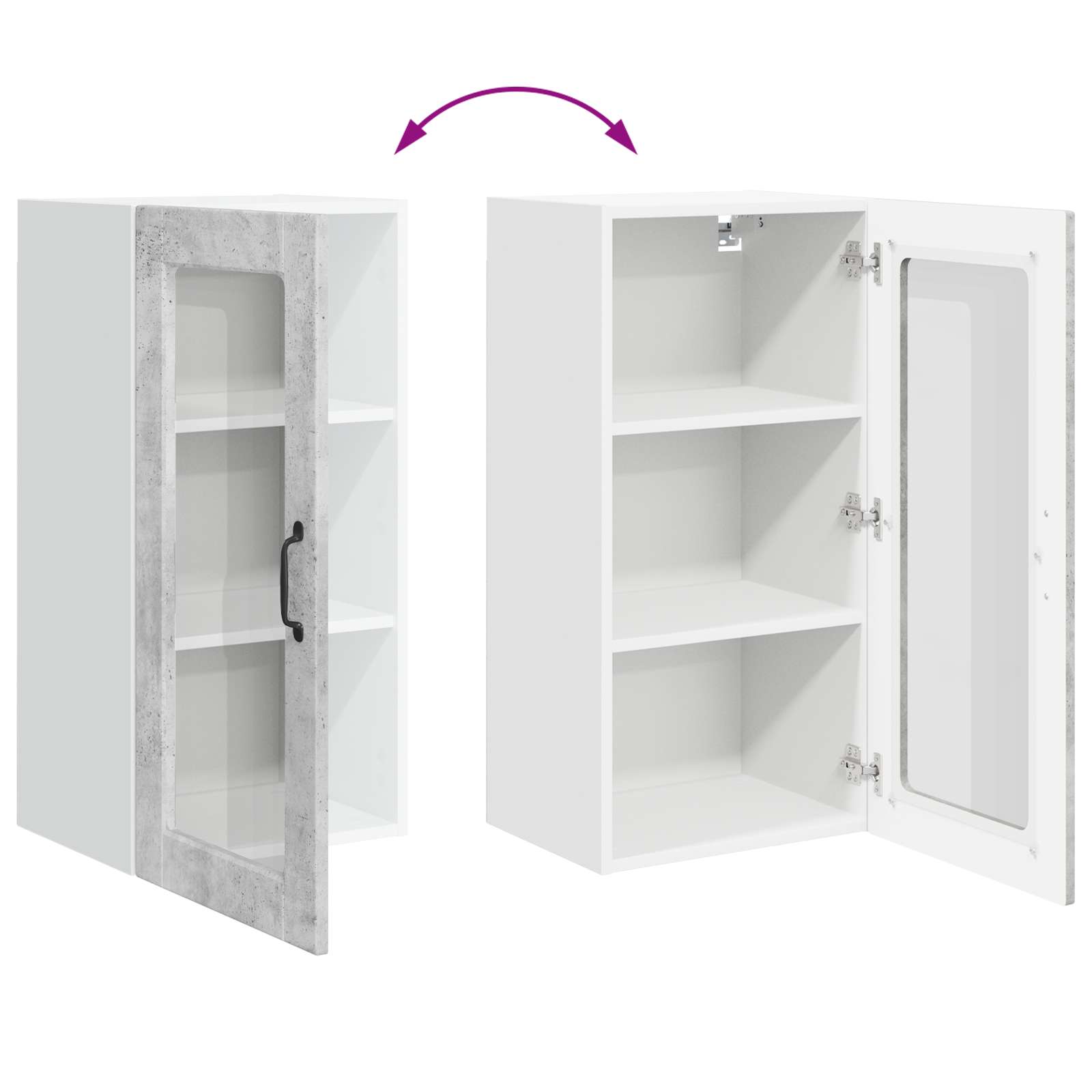 Ραφιέρα τοίχου LUCCA 2 pcs Γκρι Σκυροδέματος 40 x 31 x 80 εκ.