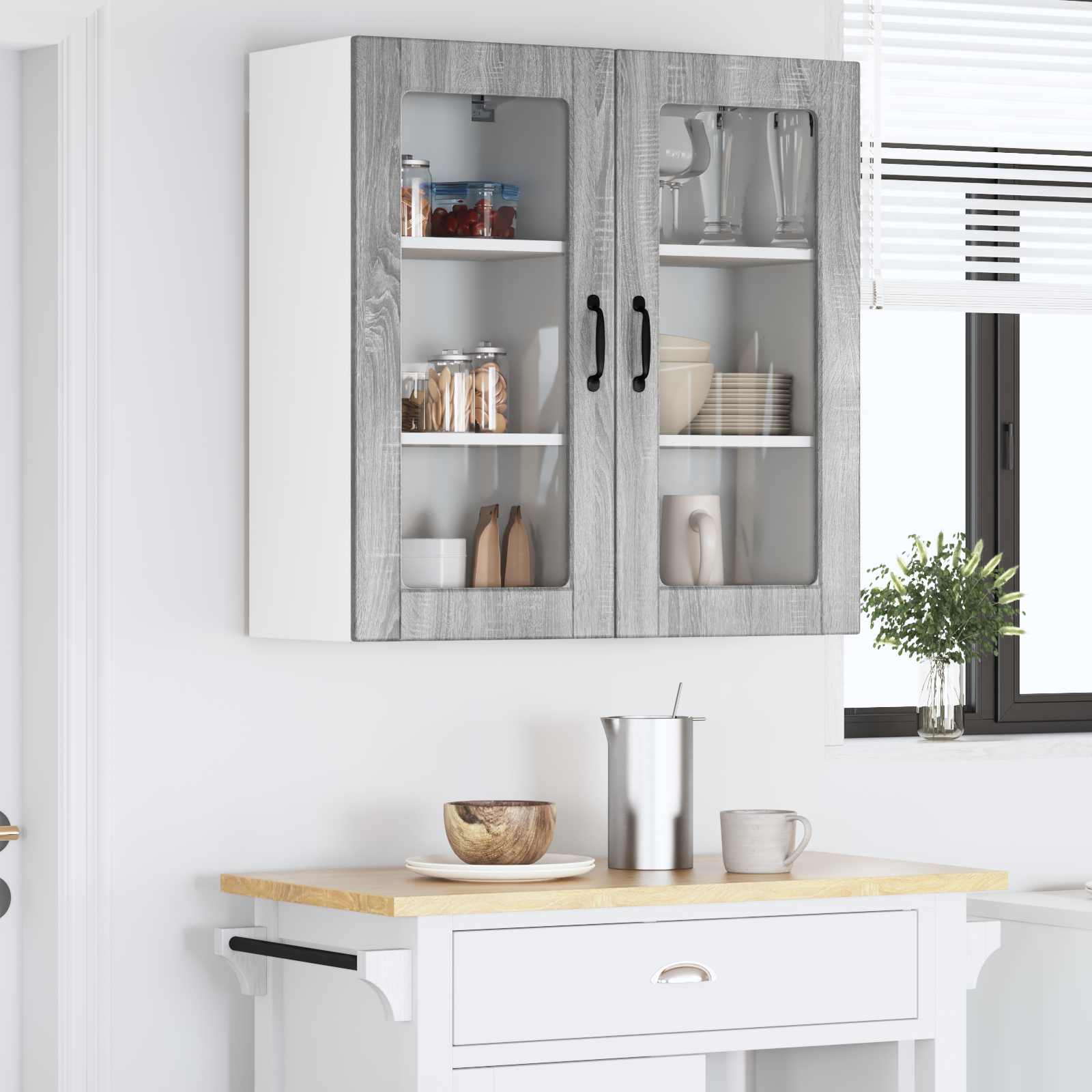 Ραφιέρα τοίχου LUCCA 2 pcs Γκρι Sonoma 40 x 31 x 80 εκ.