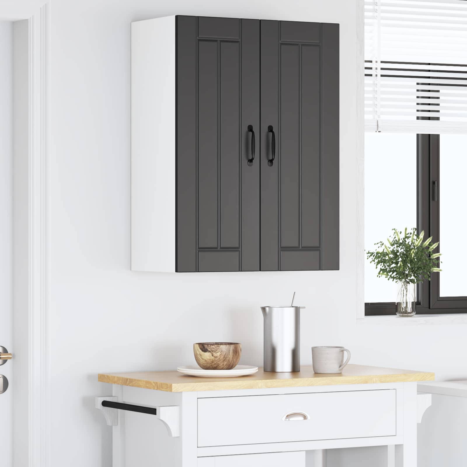 Ντουλάπα Κουζίνας 2 pcs Μαύρο 30 x 31 x 80 εκ.