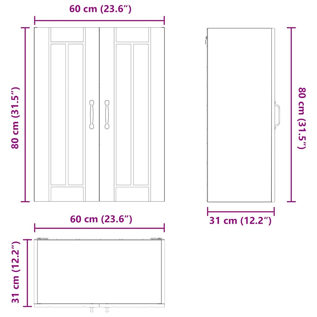 Ραφιέρα τοίχου LUCCA Παλαιωμένο ξύλο 60 x 31 x 80 εκ. - Pakobazaar