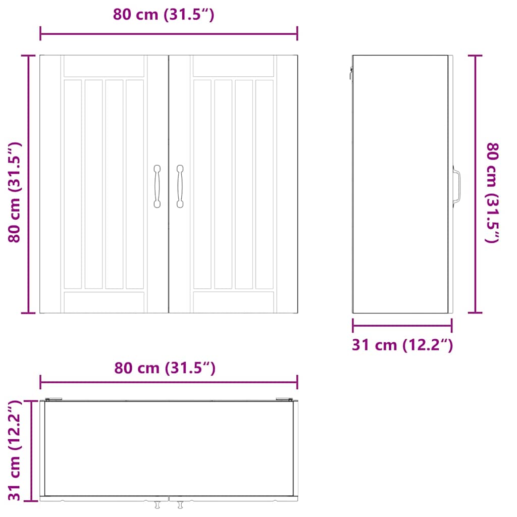 Ντουλάπα Κουζίνας Σκυρόδεμα Γκρι 80 x 31 x 80 εκ. - Pakobazaar