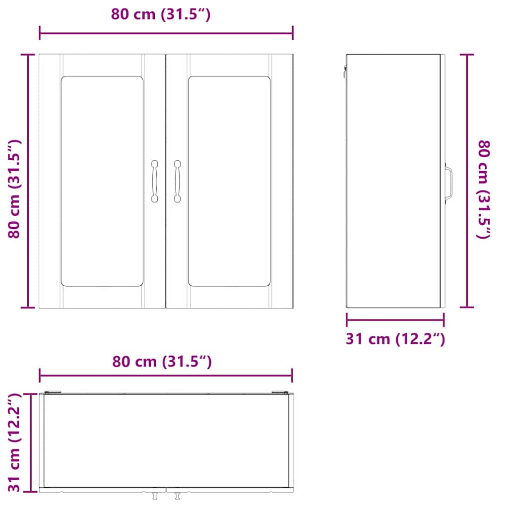Ντουλάπα Κουζίνας Lucca Καφέ Ξύλο Δρυός 80 x 31 x 80 εκ.