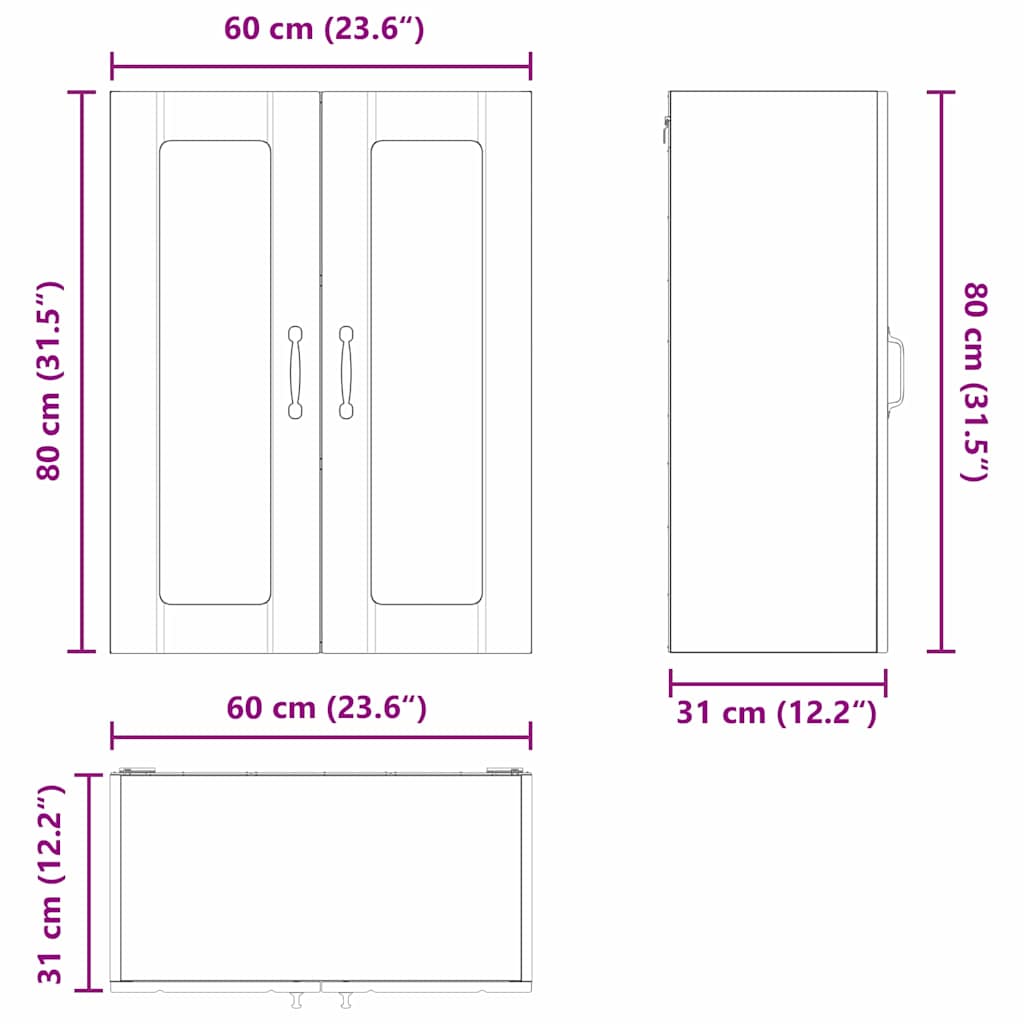 Ντουλάπα Κουζίνας Καφέ δρυς 60 x 31 x 80 εκ. Επεξεργασμένο ξύλο
