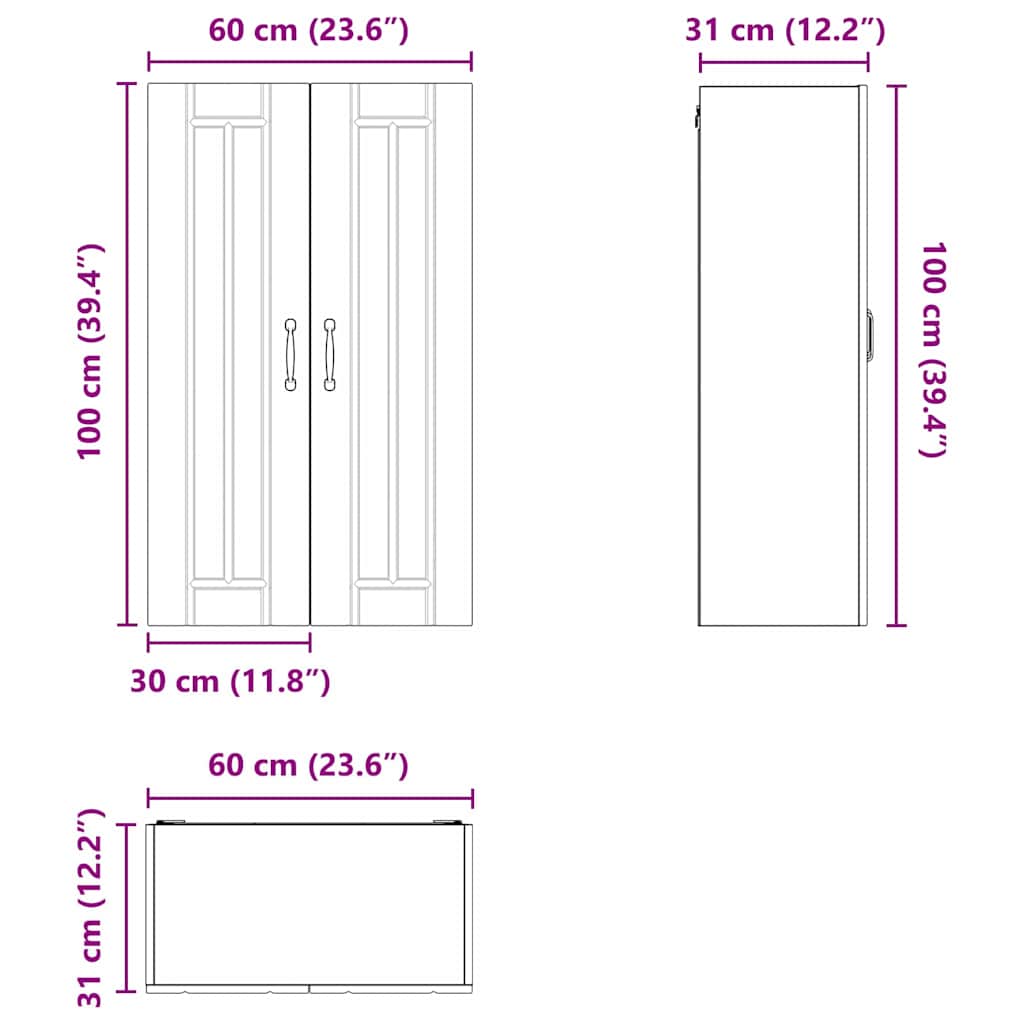 Ντουλάπα Κουζίνας Δρύς Sonoma 60 x 31 x 100 εκ.
