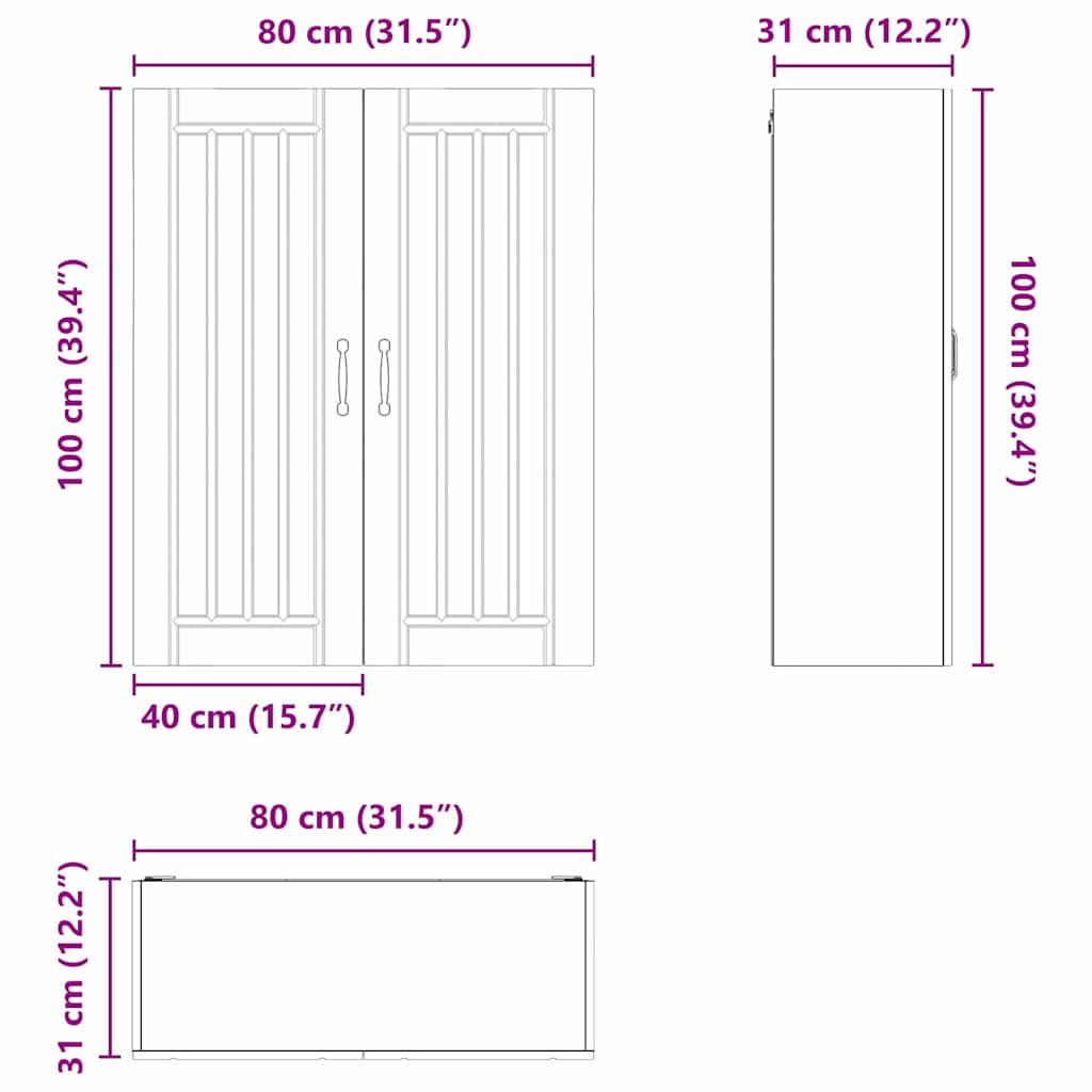 Ντουλάπα Κουζίνας Σκυρόδεμα Γκρι 80 x 31 x 100 εκ.