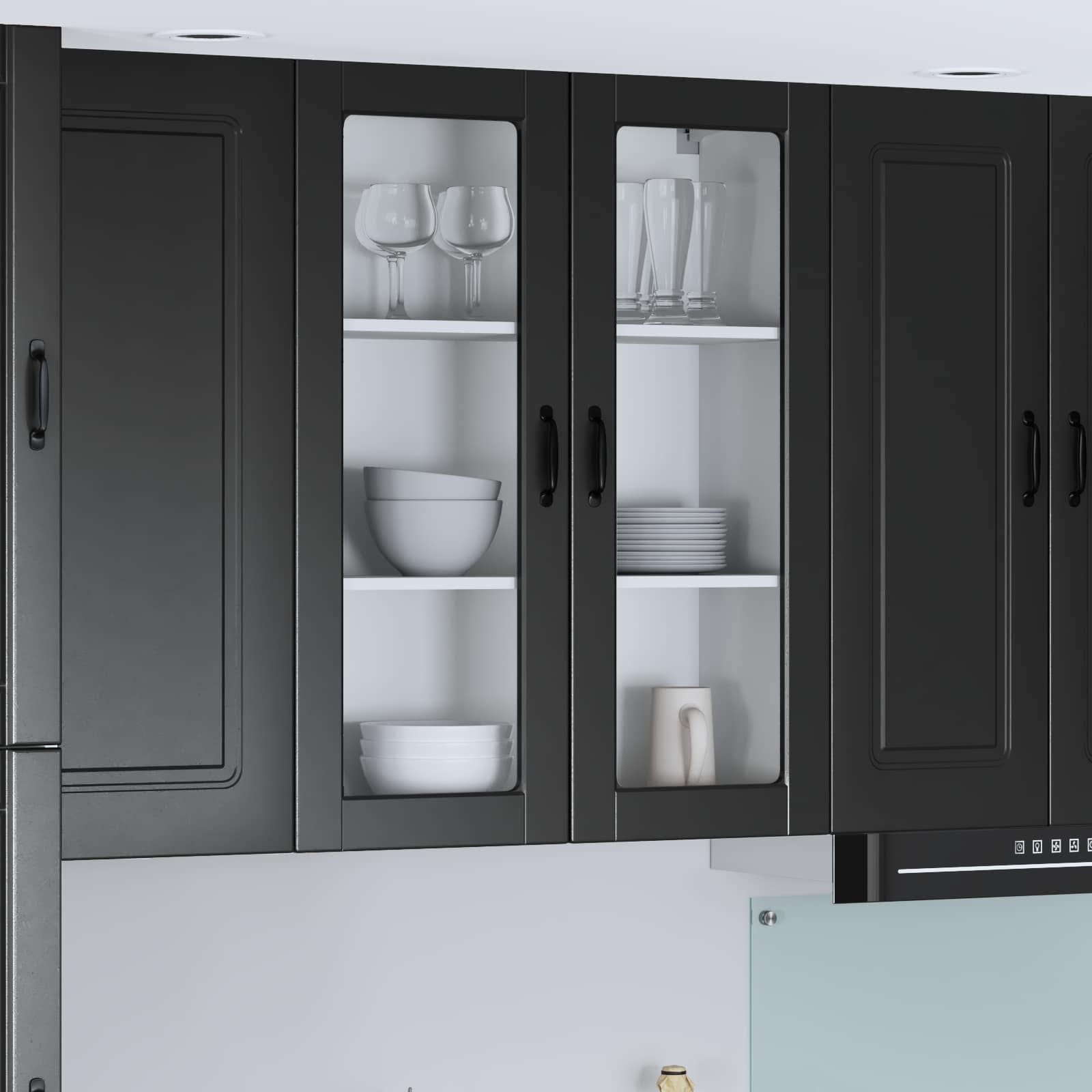 Κρεμαστό ντουλάπι κουζίνας Επιτοίχιο Μαύρο 80 x 31 x 100 εκ.