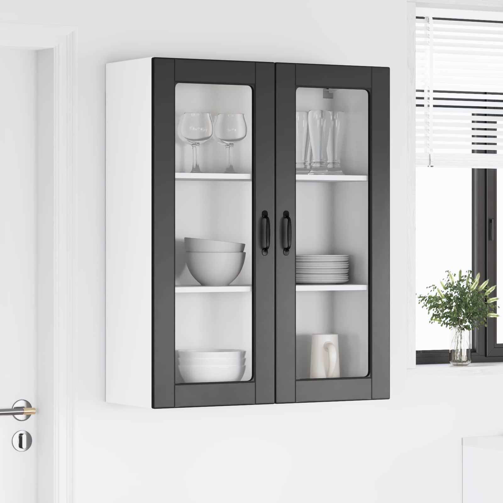 Κρεμαστό ντουλάπι κουζίνας Επιτοίχιο Μαύρο 80 x 31 x 100 εκ.