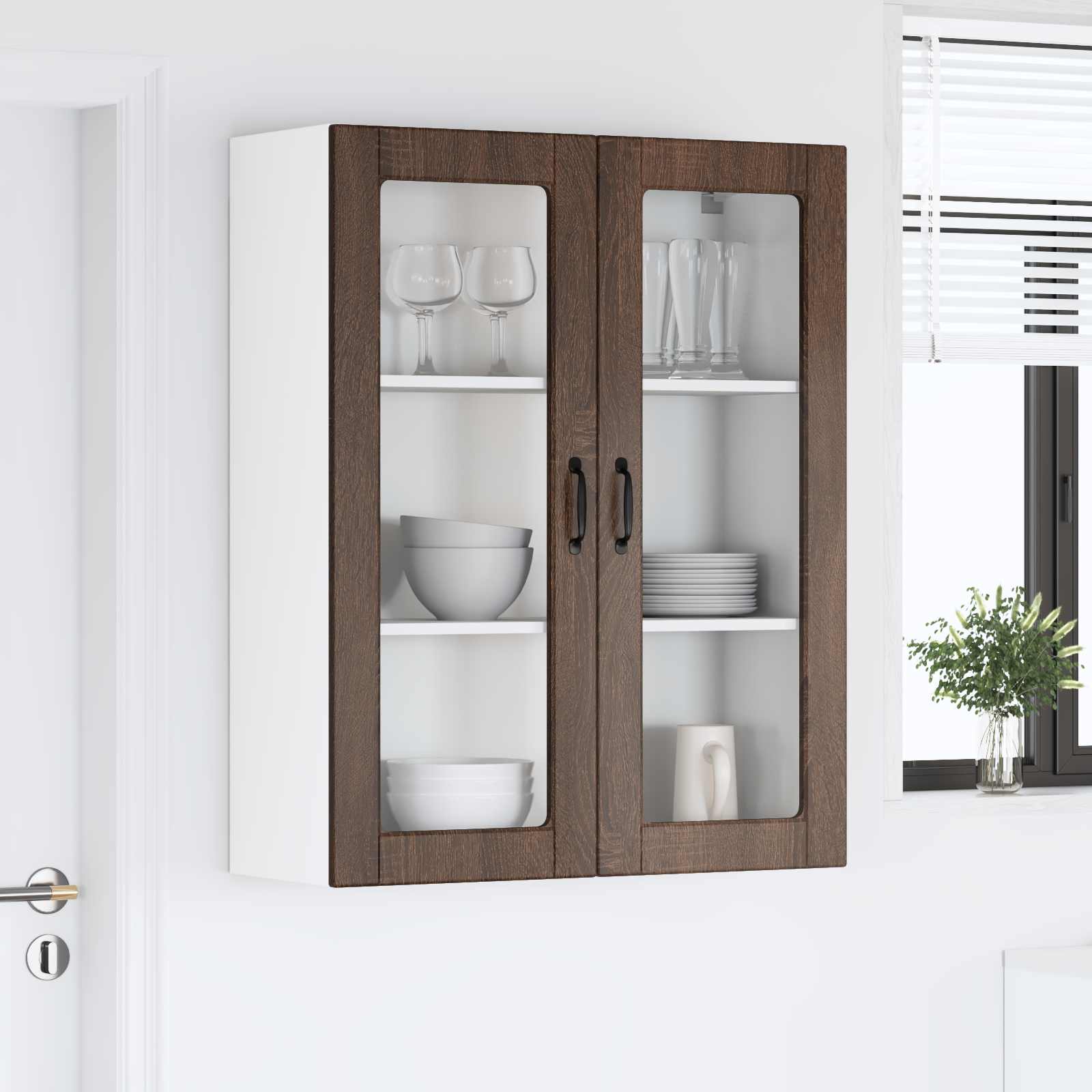 Κρεμαστό ντουλάπι κουζίνας με πόρτα Καφέ δρυς 80 x 31 x 100 εκ.