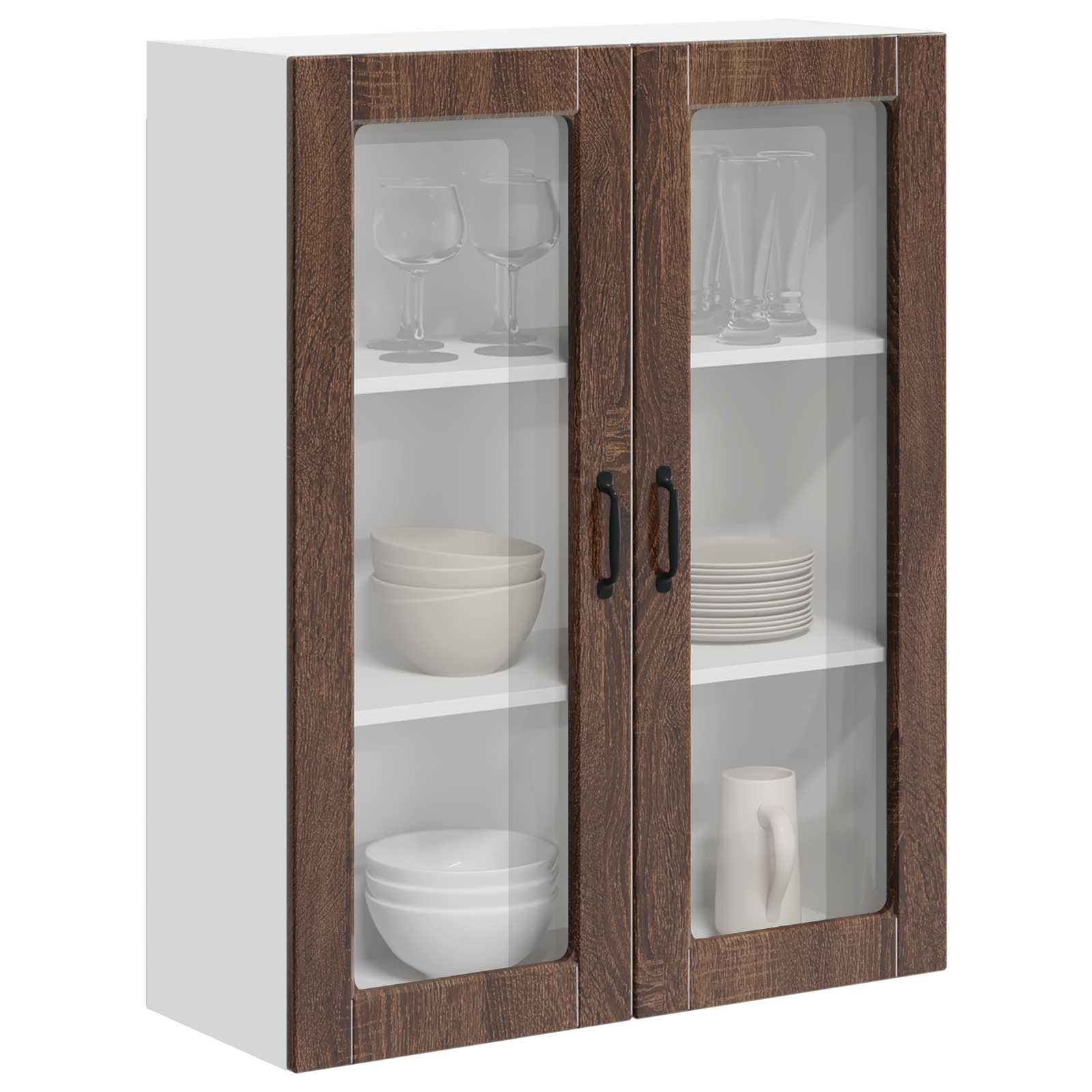 Κρεμαστό ντουλάπι κουζίνας με πόρτα Καφέ δρυς 80 x 31 x 100 εκ.