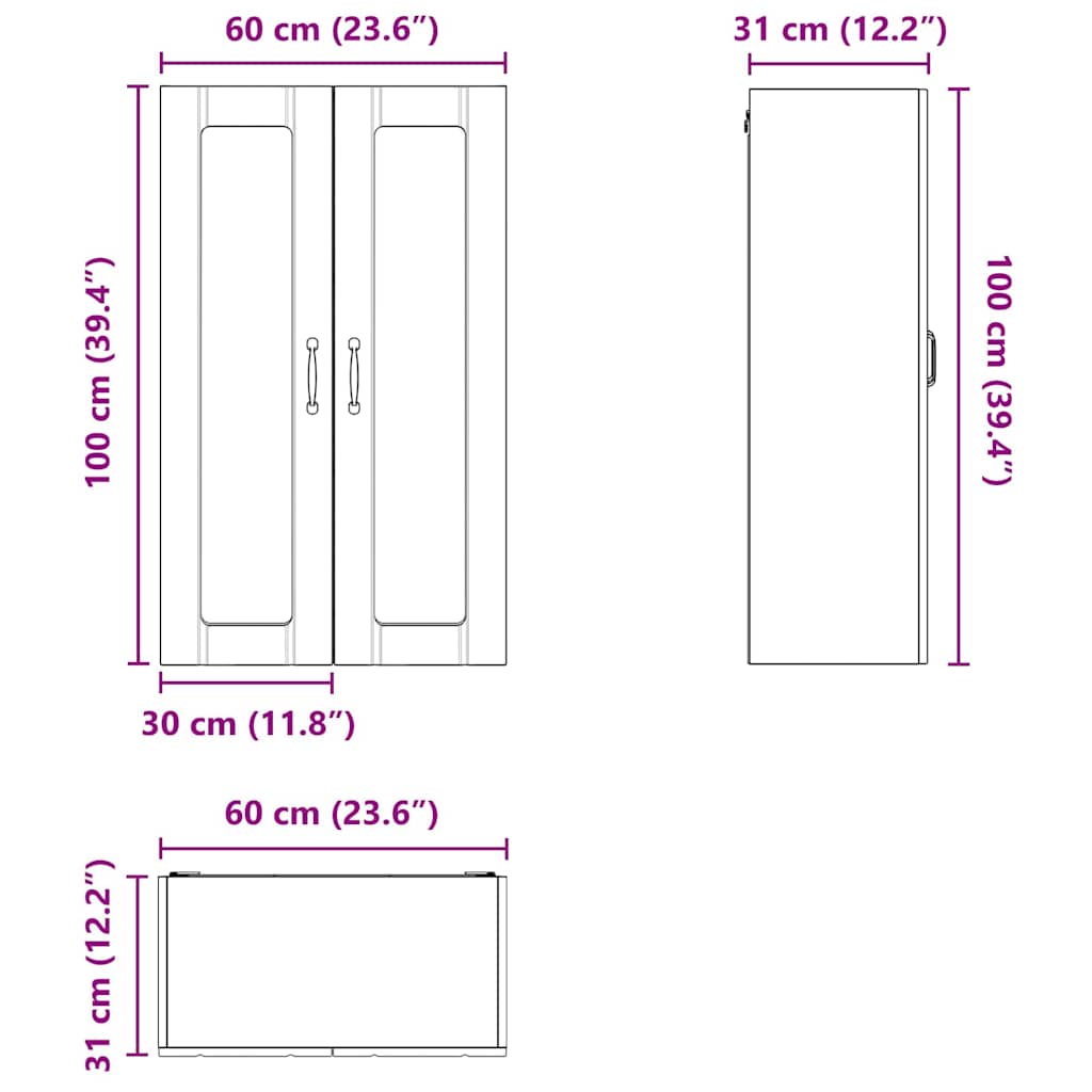 Κρεμαστό ντουλάπι κουζίνας Επιτοίχιο Λευκό 60 x 31 x 100 εκ. - Pakobazaar