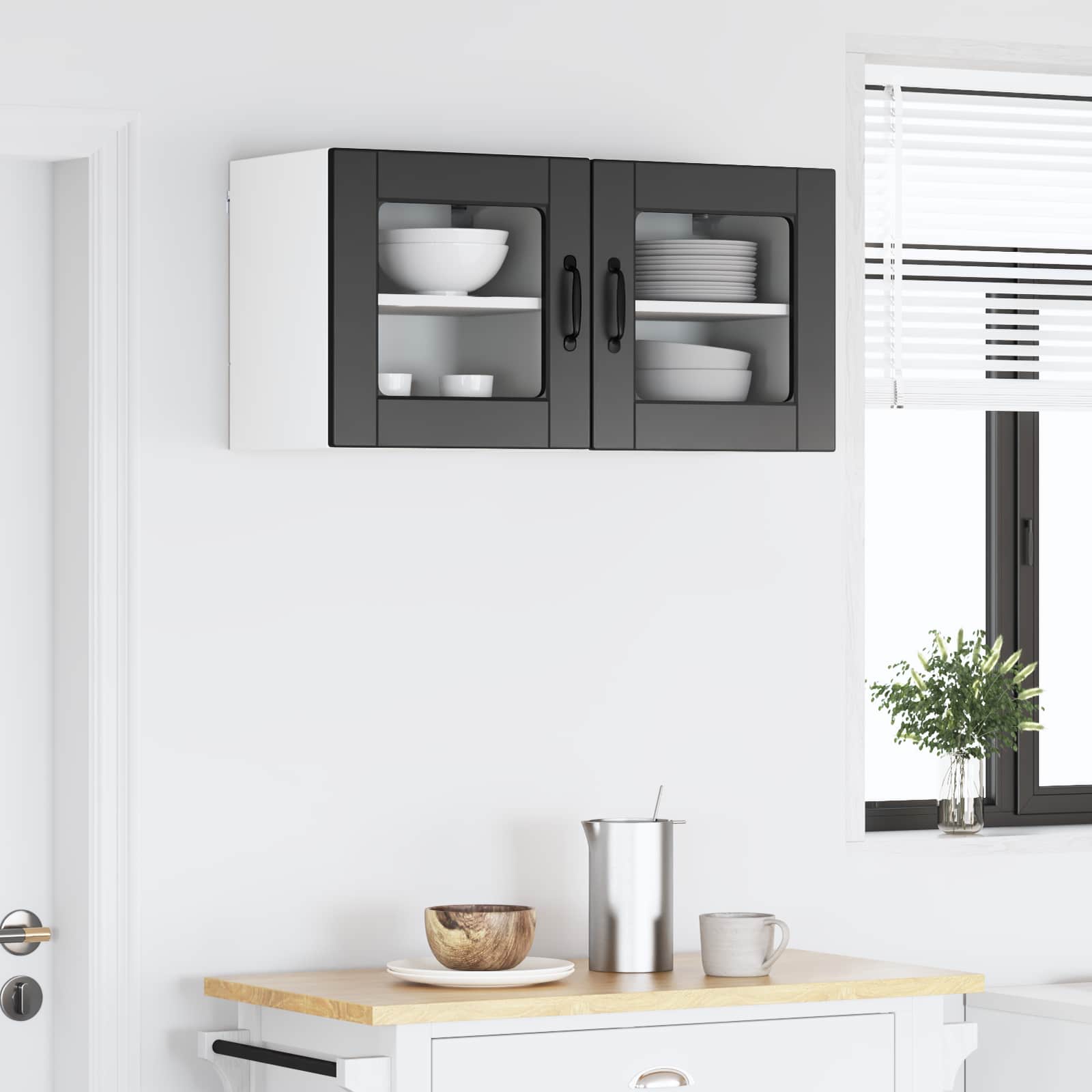 Ραφιέρα τοίχου PORTO 2 pcs Μαύρο 40 x 31 x 40 εκ.