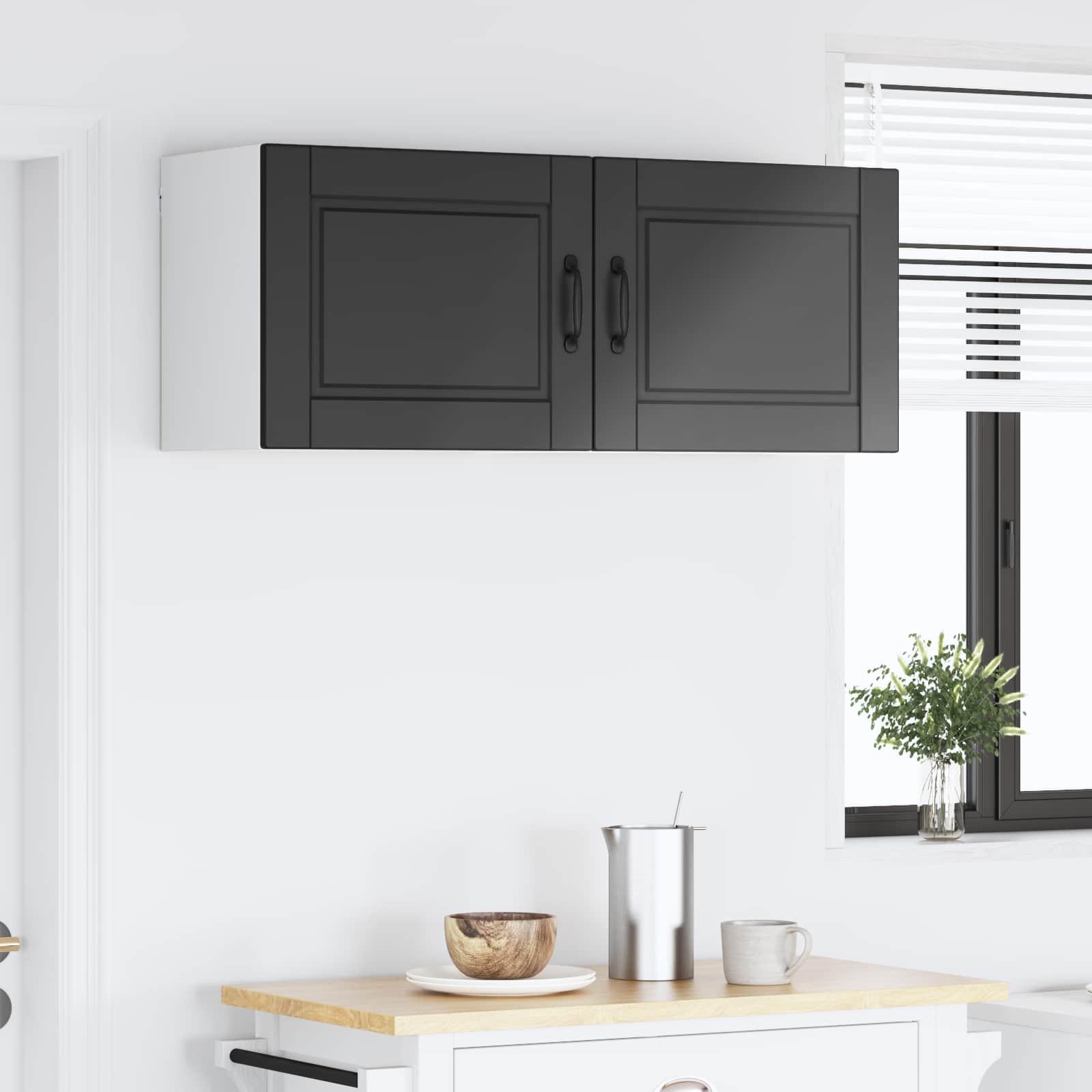 Ντουλάπα Κουζίνας με ράφι με πόρτα 2 pcs Μαύρο 50 x 31 x 40 εκ.