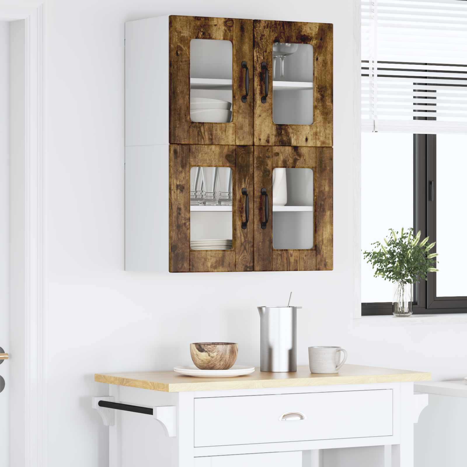 Ραφιέρα τοίχου PORTO 2 pcs Καπνιστό Δρύς 60 x 31 x 40 εκ