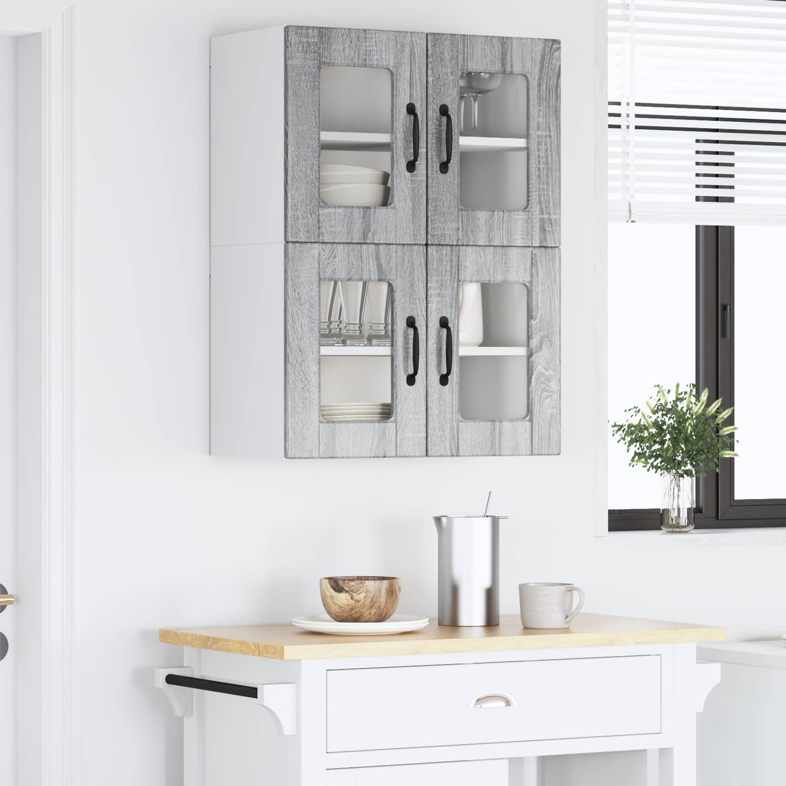 Ραφιέρα τοίχου PORTO 2 pcs Γκρίζο Σονομα 60 x 31 x 40 εκ