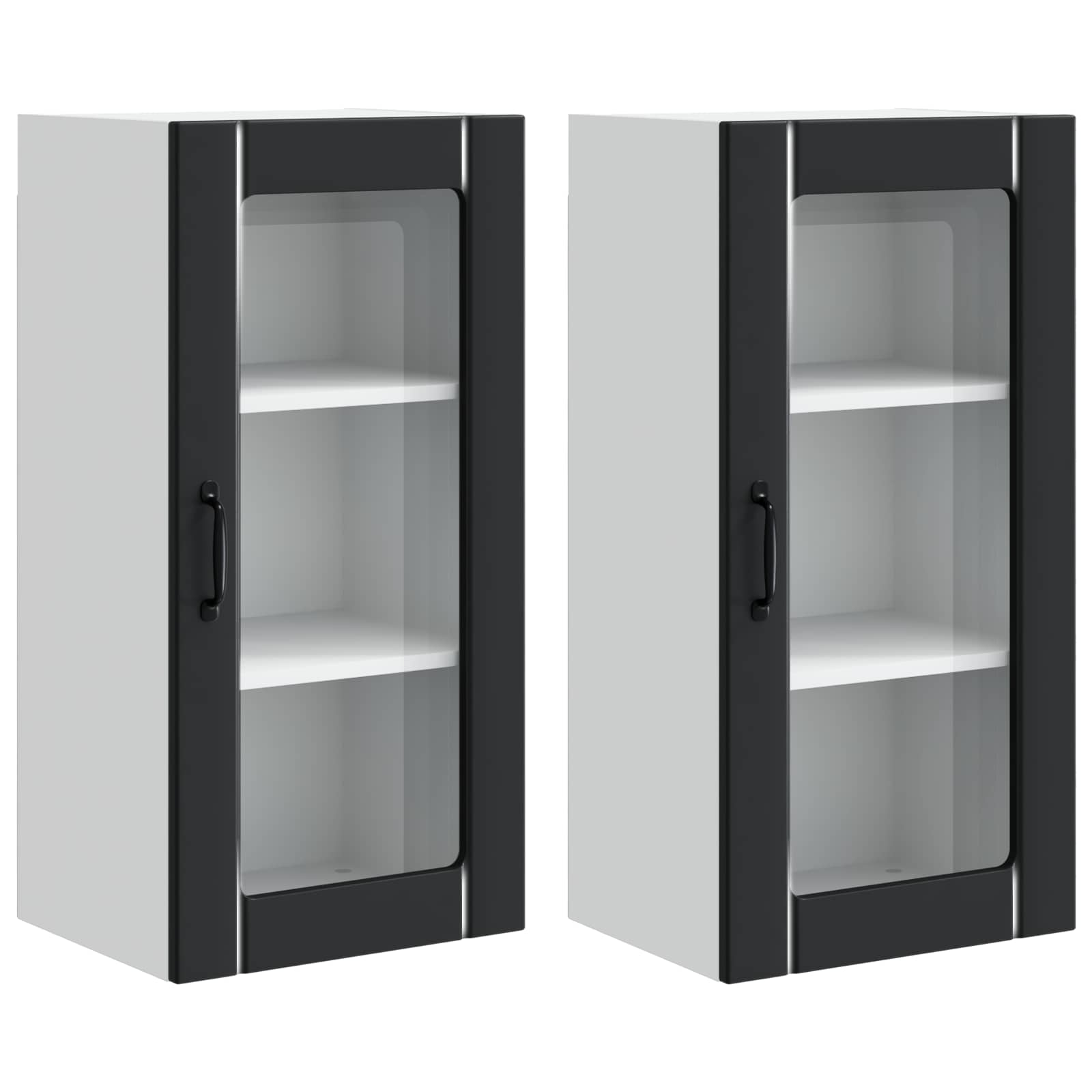 Επιτοίχια γυάλινη ντουλάπα PORTO 2 pcs Μαύρο 40 x 31 x 80 εκ.
