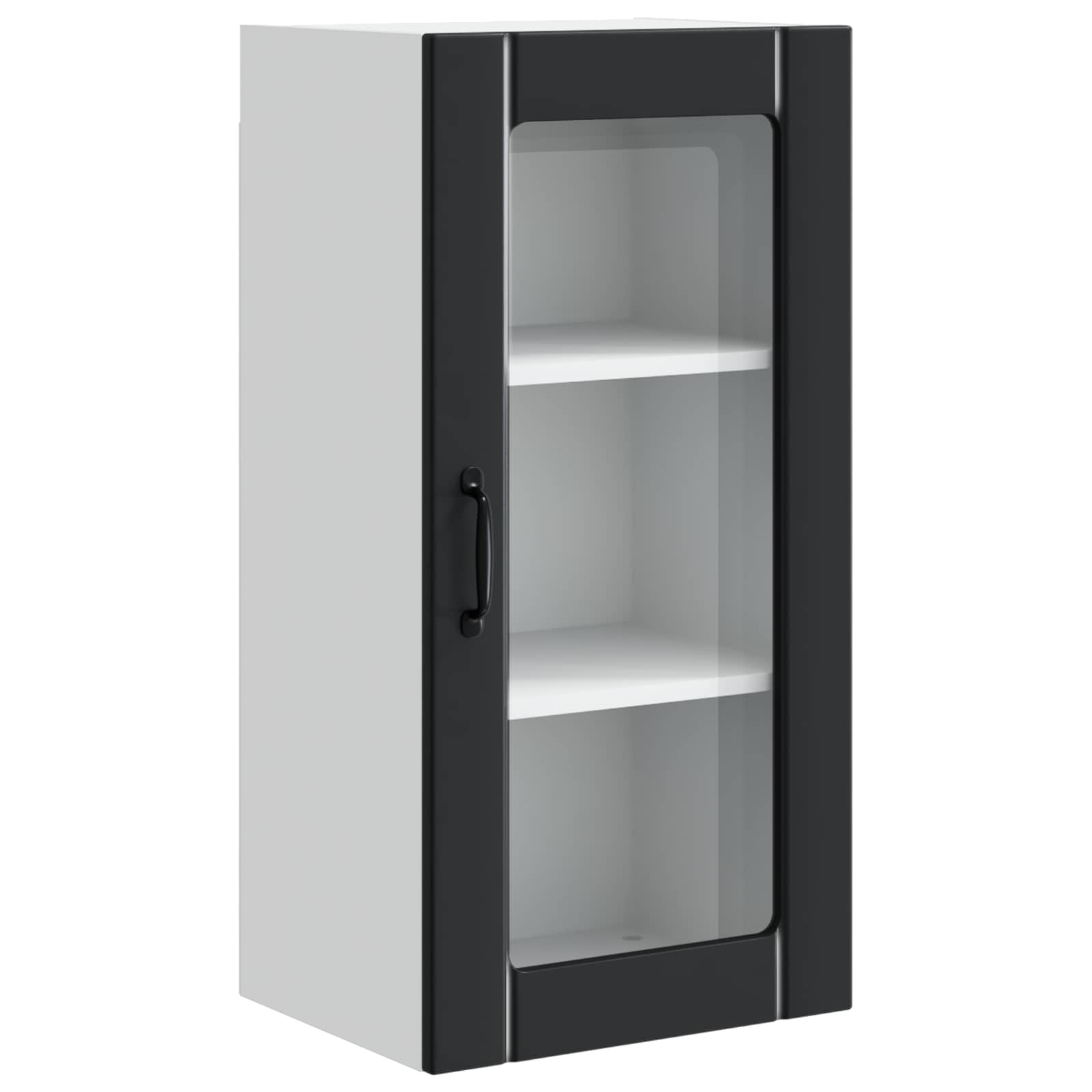 Επιτοίχια γυάλινη ντουλάπα PORTO 2 pcs Μαύρο 40 x 31 x 80 εκ.