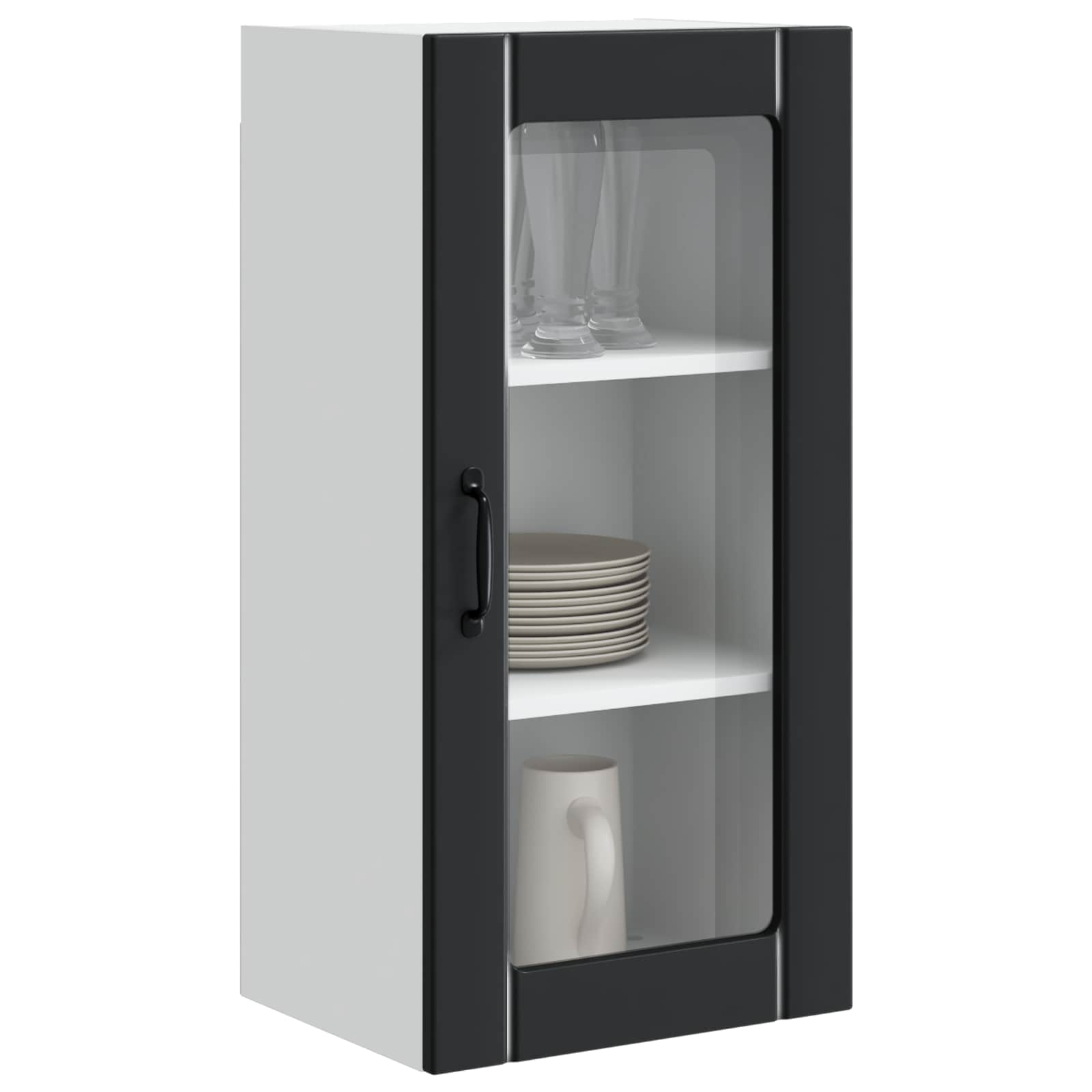 Επιτοίχια γυάλινη ντουλάπα PORTO 2 pcs Μαύρο 40 x 31 x 80 εκ.