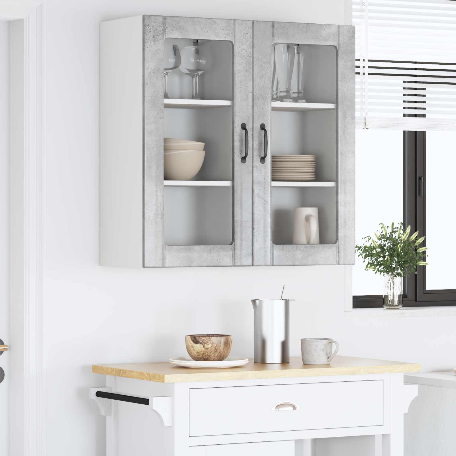 Ραφιέρα τοίχου PORTO 2 pcs Σκυρόδεμα Γκρι 40 x 31 x 80 εκ.