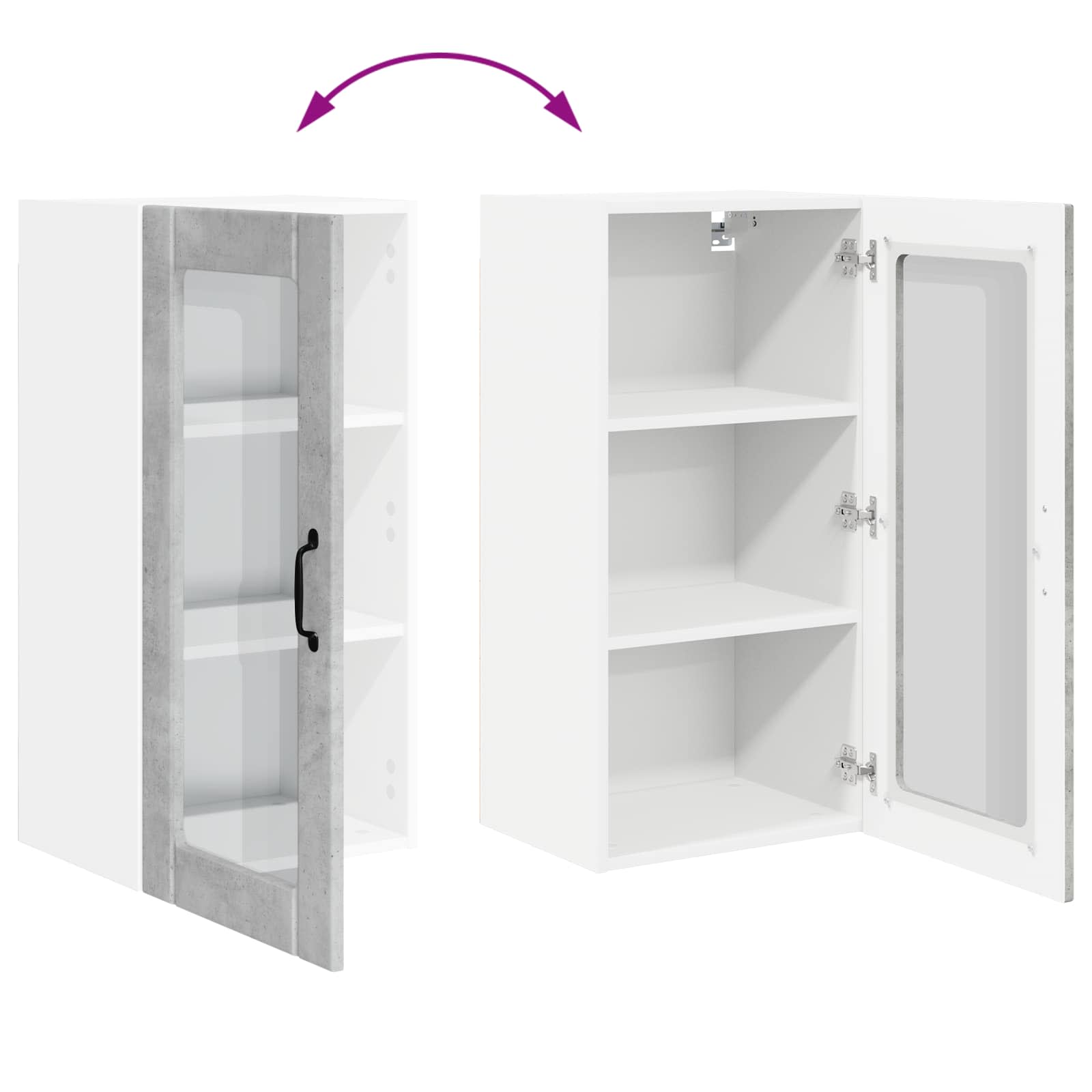 Ραφιέρα τοίχου PORTO 2 pcs Σκυρόδεμα Γκρι 40 x 31 x 80 εκ.