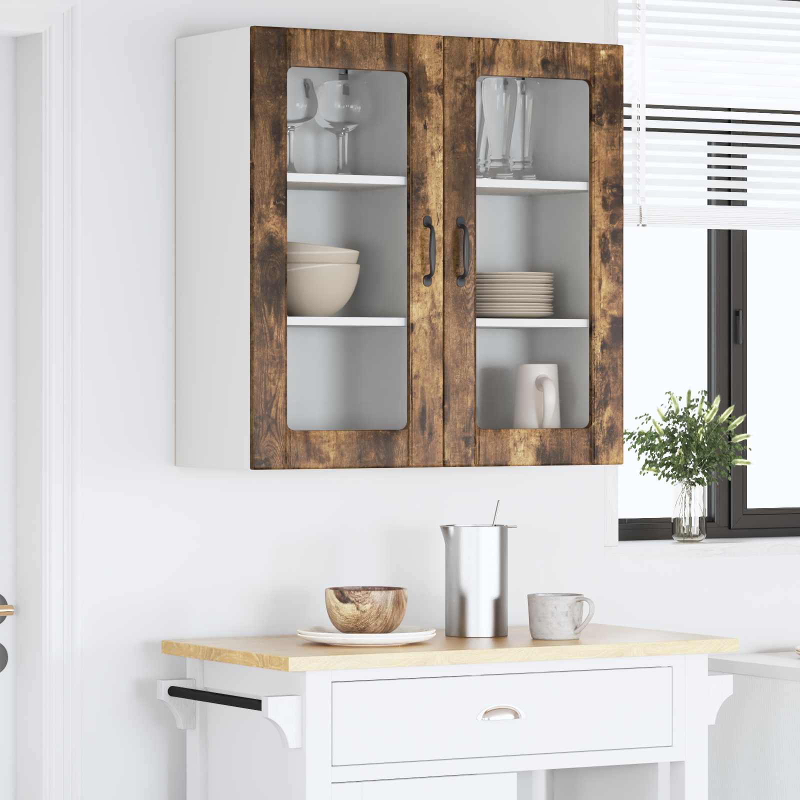 Ραφιέρα τοίχου PORTO 2 pcs Καπνιστό Δρύς 40 x 31 x 80 εκ.