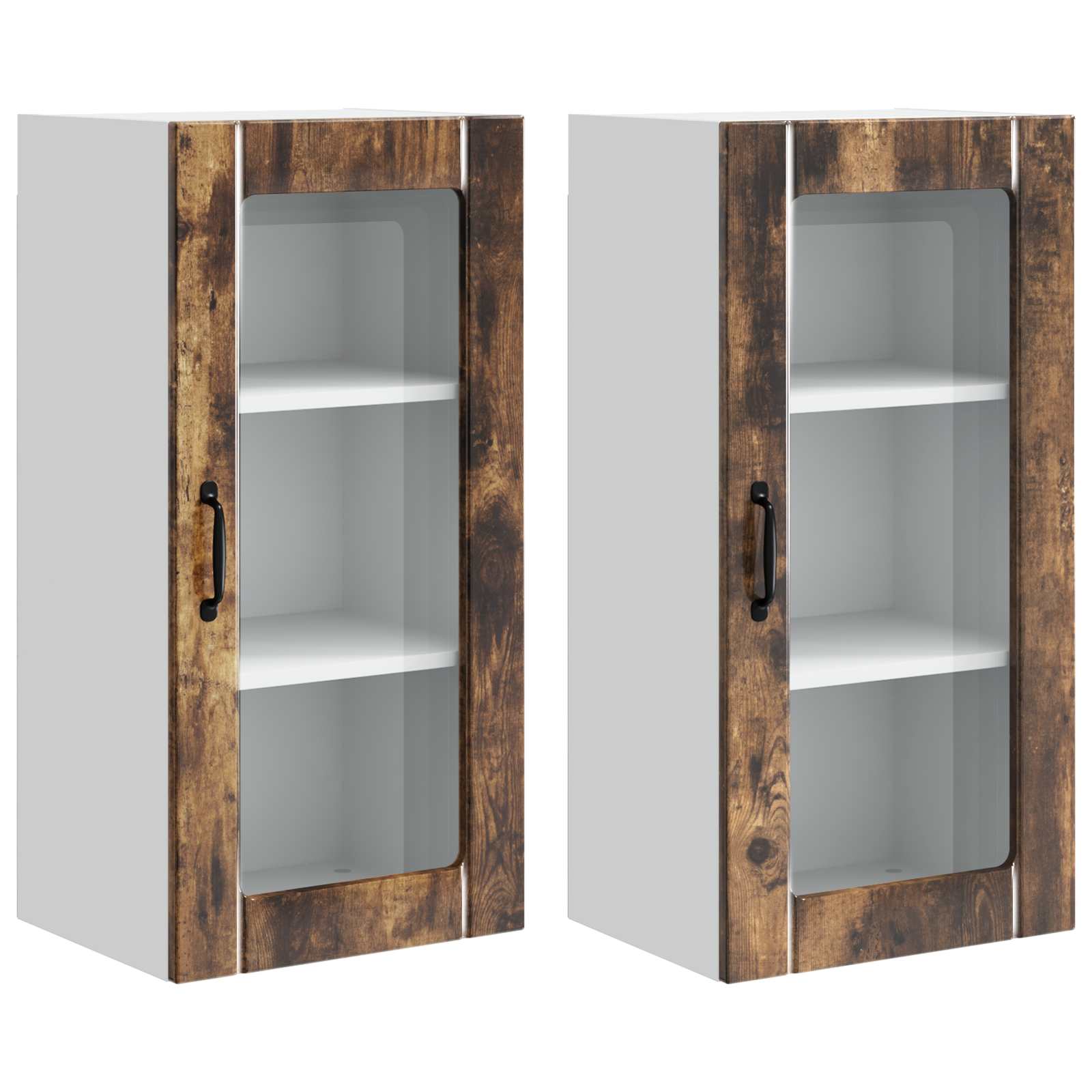 Ραφιέρα τοίχου PORTO 2 pcs Καπνιστό Δρύς 40 x 31 x 80 εκ.