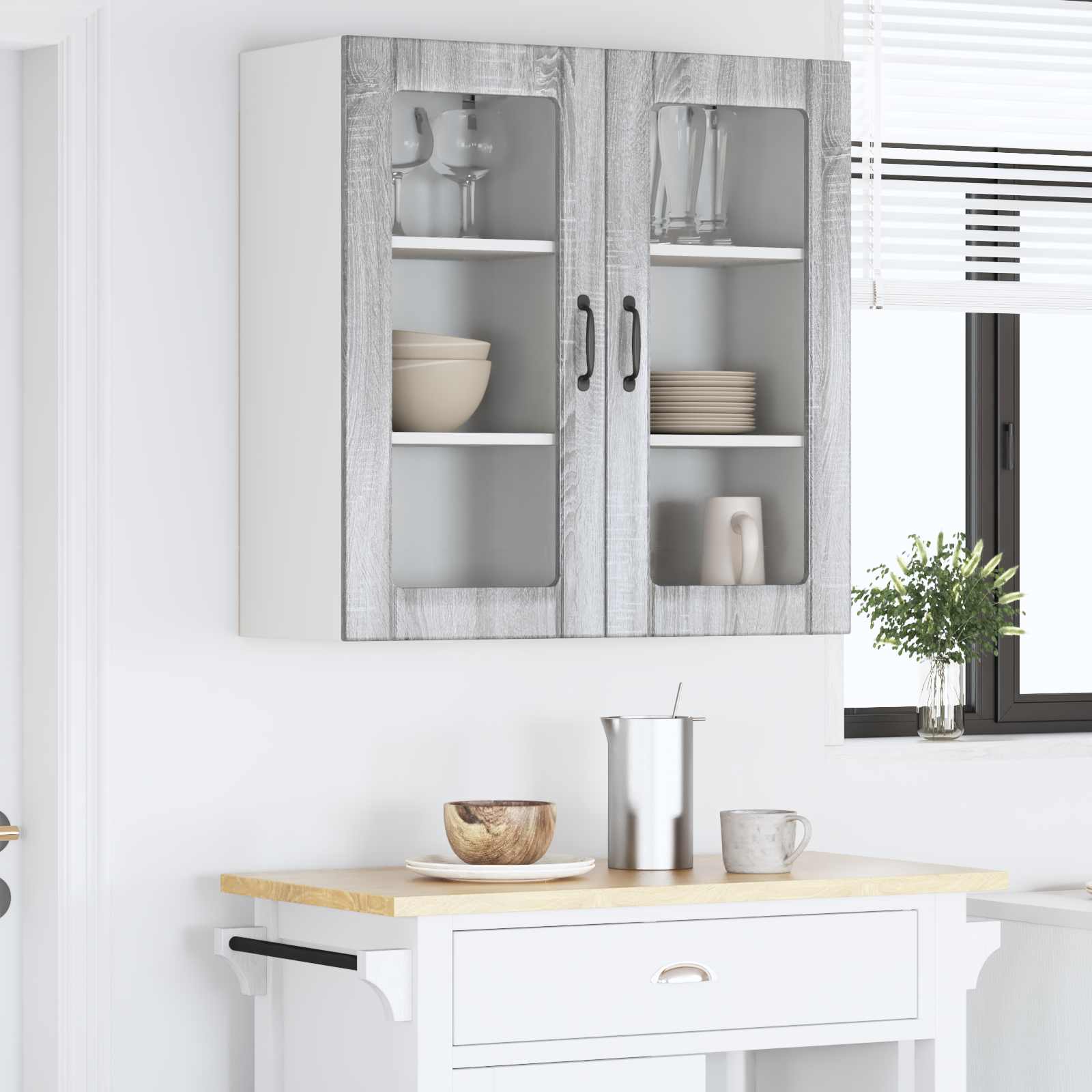 Ραφιέρα τοίχου PORTO 2 pcs Γκρίζο Σονομα 40 x 31 x 80 εκ.