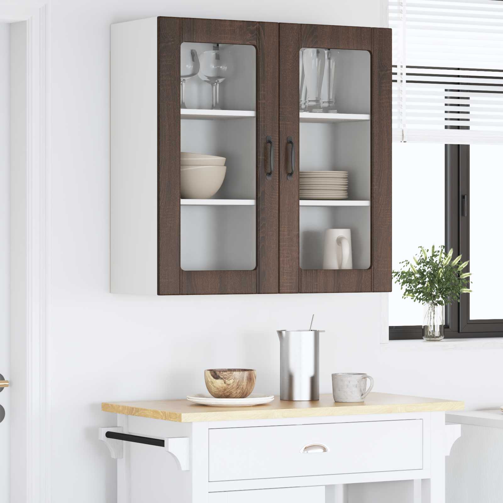 Ραφιέρα τοίχου PORTO 2 pcs Καφέ δρυς 40 x 31 x 80 εκ.
