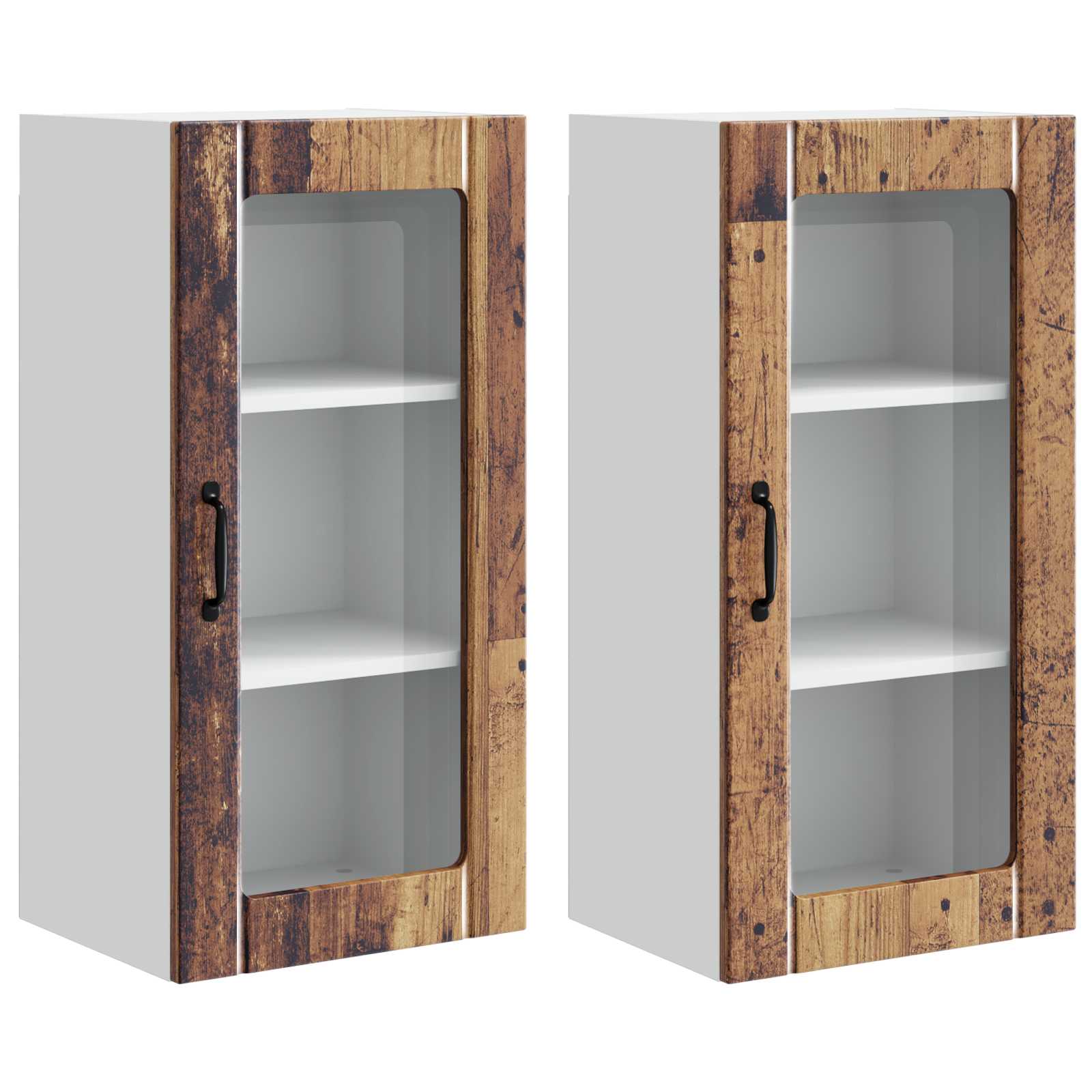 Ραφιέρα τοίχου PORTO 2 pcs Παλιό ξύλο 40 x 31 x 80 εκ.