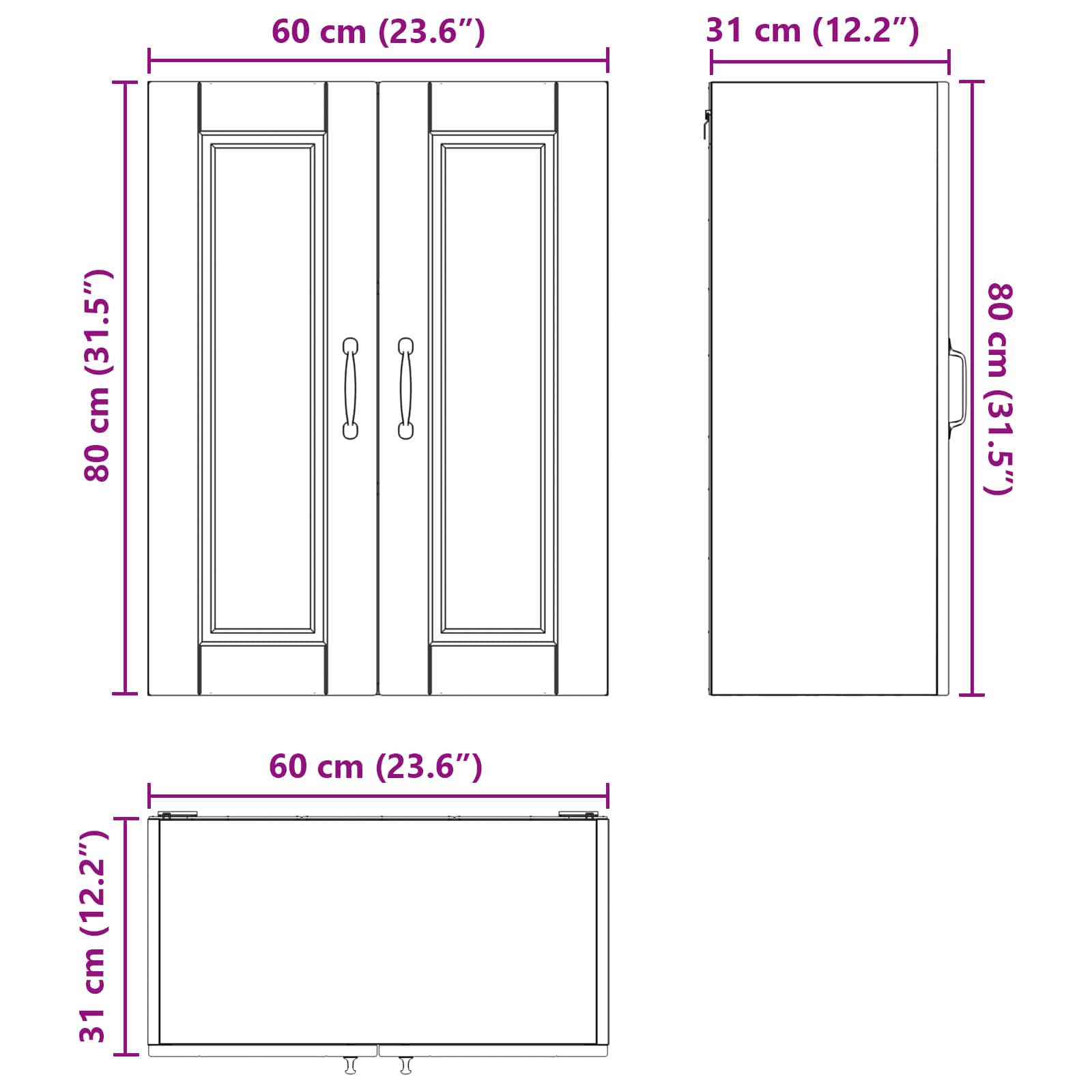 Ντουλάπα Κουζίνας Μαύρο 60 x 31 x 80 εκ. Επεξεργασμένο ξύλο - Pakobazaar