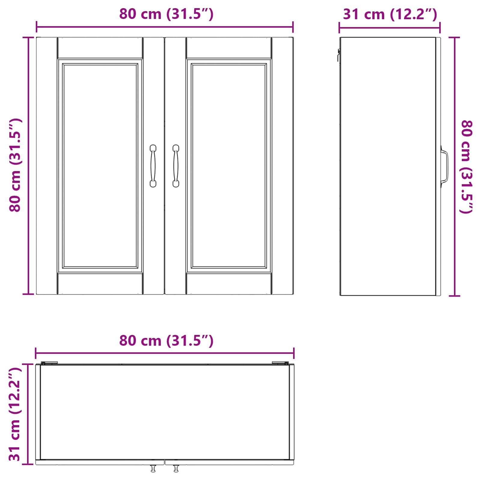 Ντουλάπα Κουζίνας Μαύρο 80 x 31 x 80 εκ. Επεξεργασμένο ξύλο - Pakobazaar