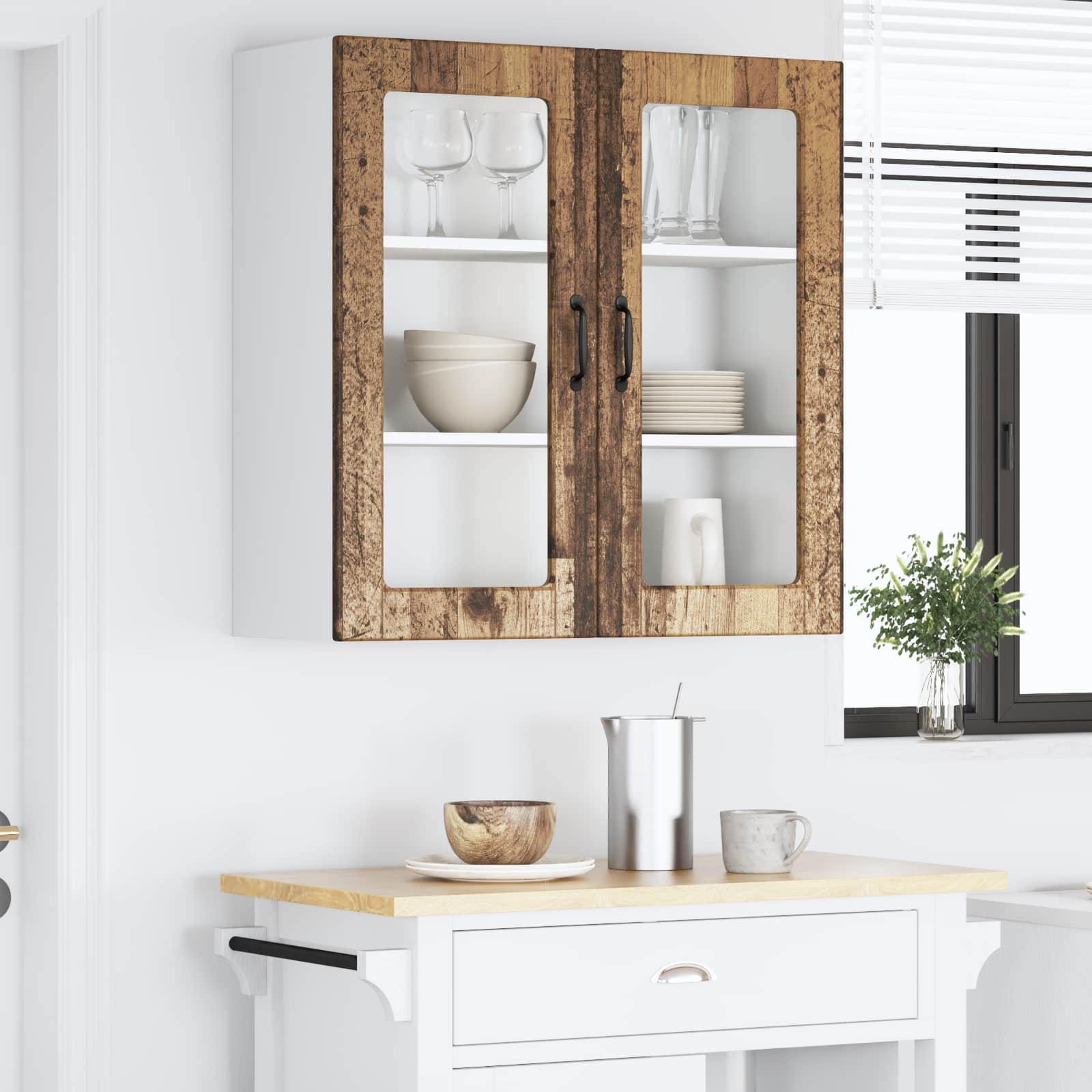 Ντουλάπα Κουζίνας με ράφι Επιτοίχιο Παλιό ξύλο 80 x 31 x 80 εκ.