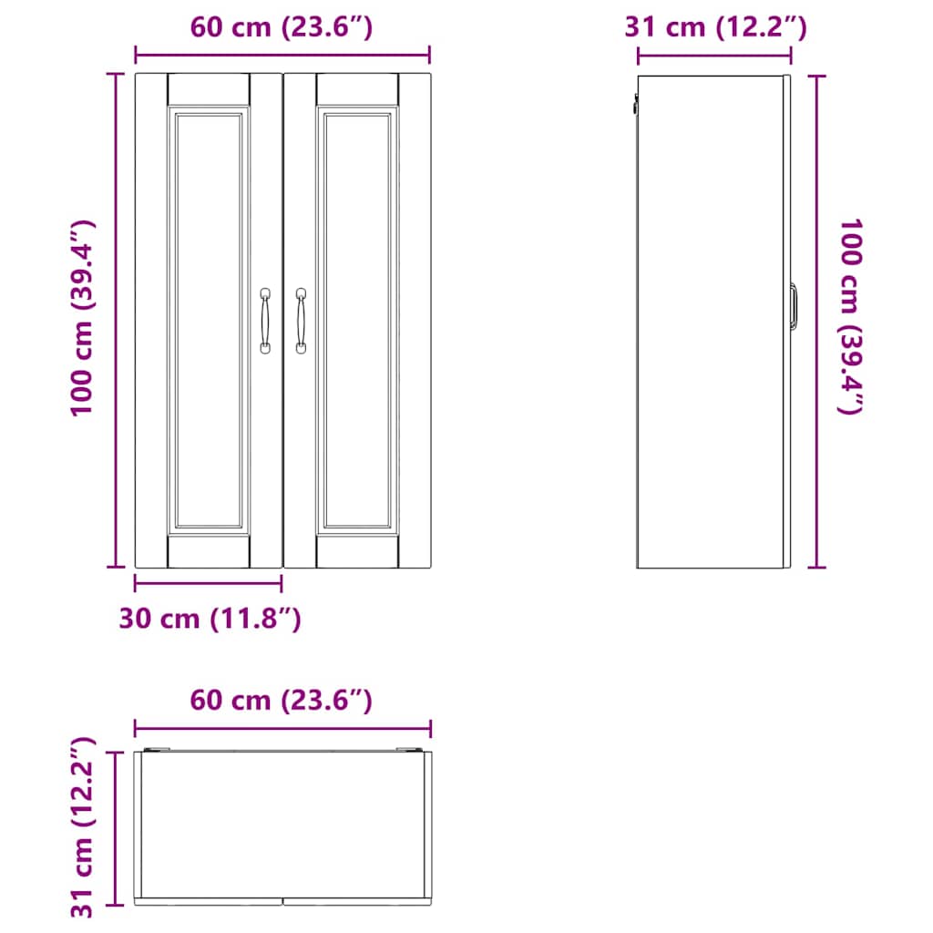 Πάνελ πλυντηρίου πιάτων με ράφι Παλιό ξύλο 60 x 31 x 100 εκ.