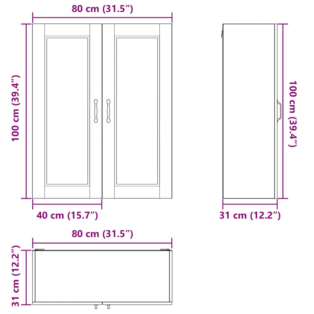 Ντουλάπα Κουζίνας με ράφι Δρύς Sonoma 80 x 31 x 100 εκ. - Pakobazaar