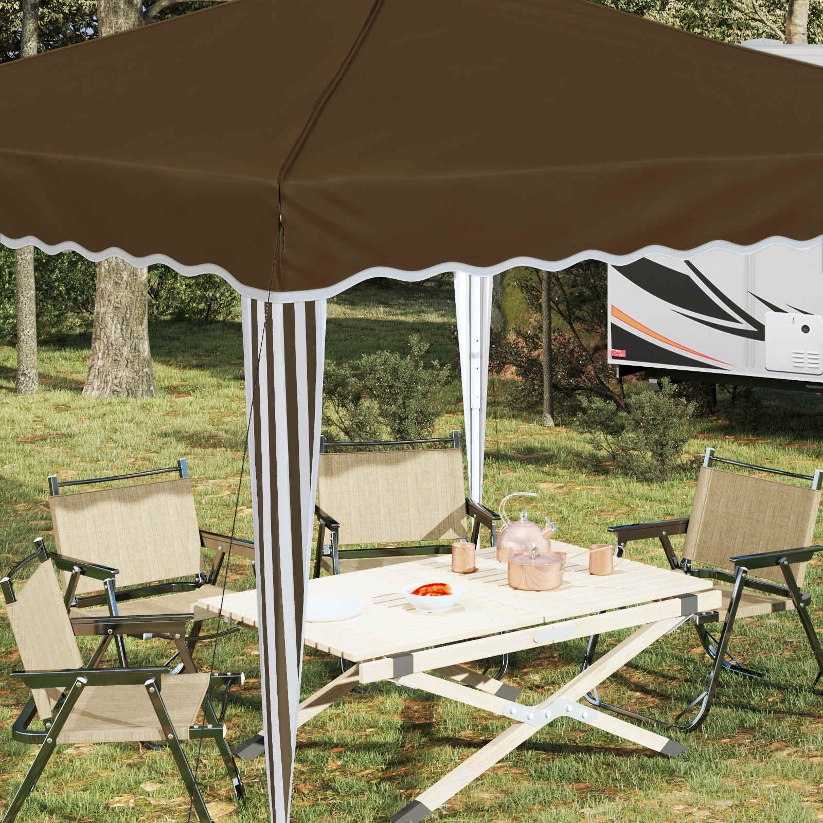 Αυτοσχέδιο Μόρφωση Taupe 288 x 288 x 245 εκ Ύφασμα Όξφορντ - Pakobazaar
