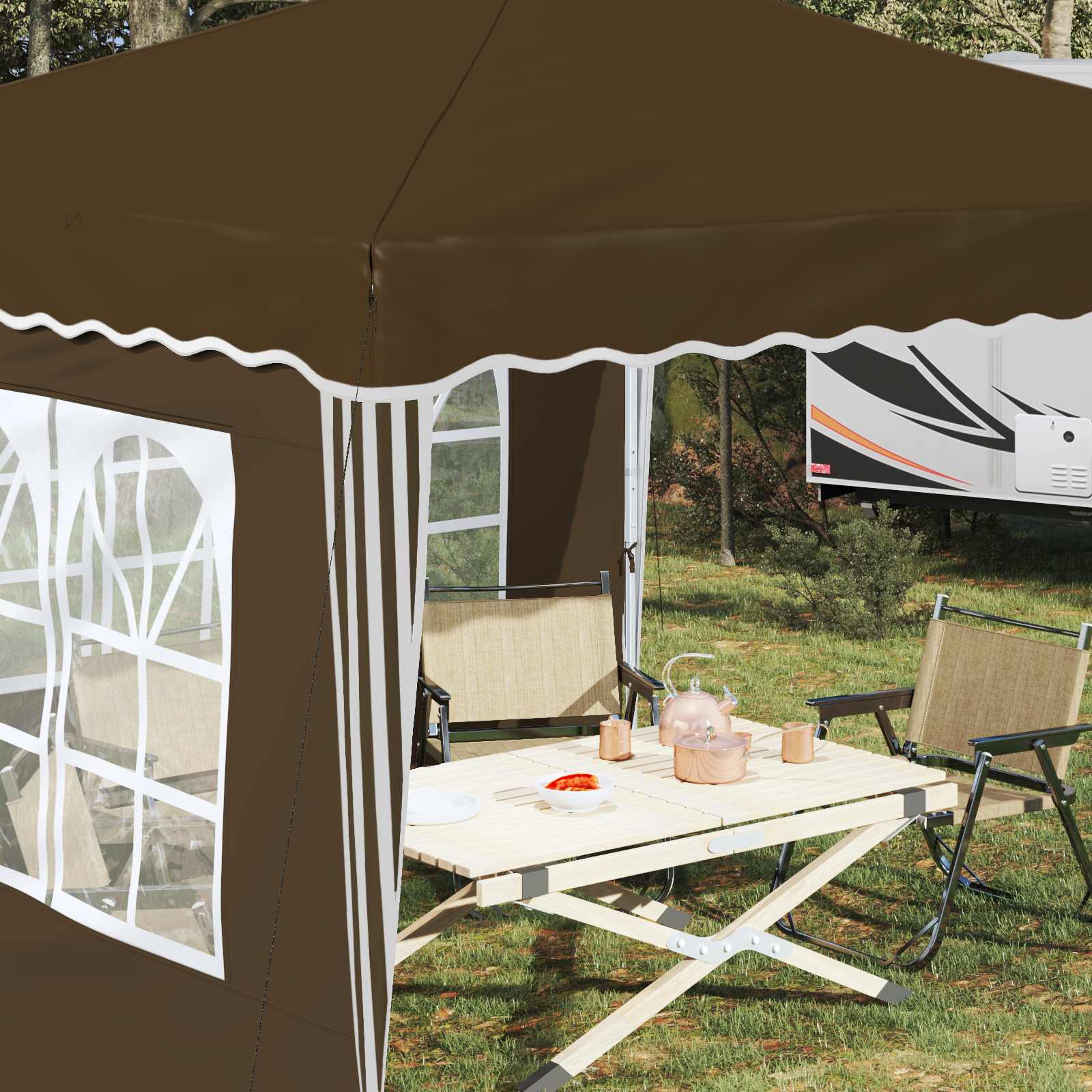 Αυτοσχέδιο Μόρφωση Taupe 288 x 288 x 245 εκ Ύφασμα Όξφορντ - Pakobazaar