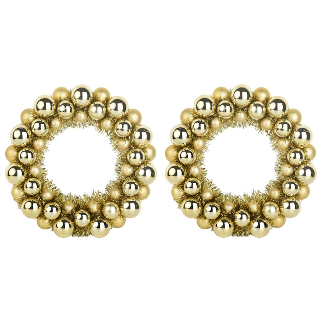 Χριστουγεννιάτικα Στεφάνια Μπάλλας 2 pcs Χρυσό 33 x 33 x 7 εκ.