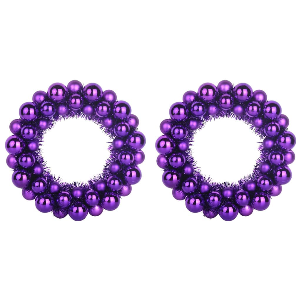 Χριστουγεννιάτικα Στεφάνια Μπάλλας 2 pcs Λιλά 33 x 33 x 7 εκ.