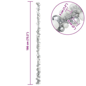 Γιρλάντα με Χριστουγεννιάτικα Μπαλάκια Λευκό και Ασημί 186 εκ