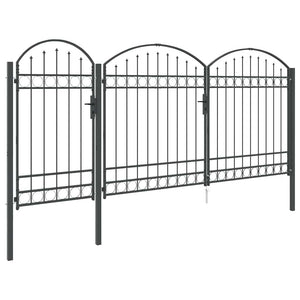 Πύλη Κήπου με Καμπύλη Κορυφή ASSEN 400 x 125 cm Ατσάλι Γκρι