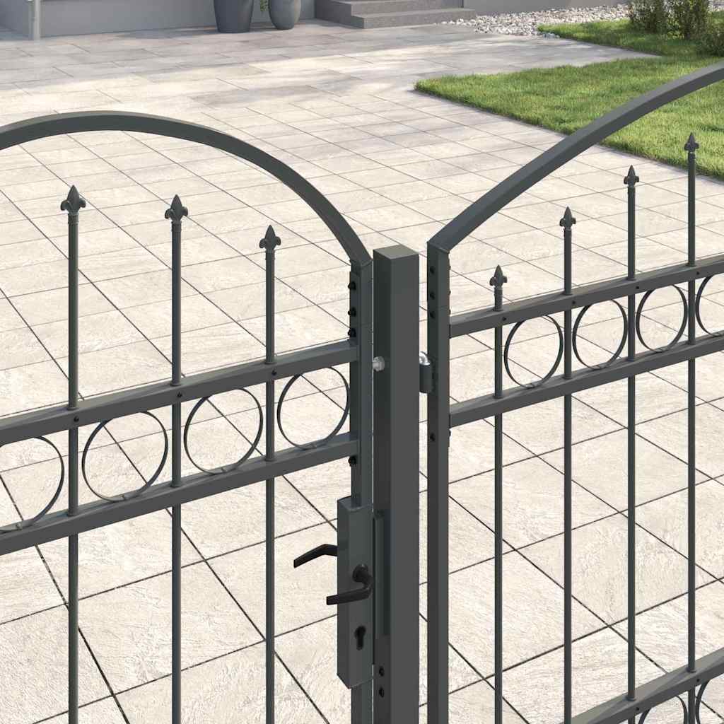 Πύλη Κήπου με Καμπύλη Κορυφή Assen Γκρι 500 x 75 cm Ατσάλι