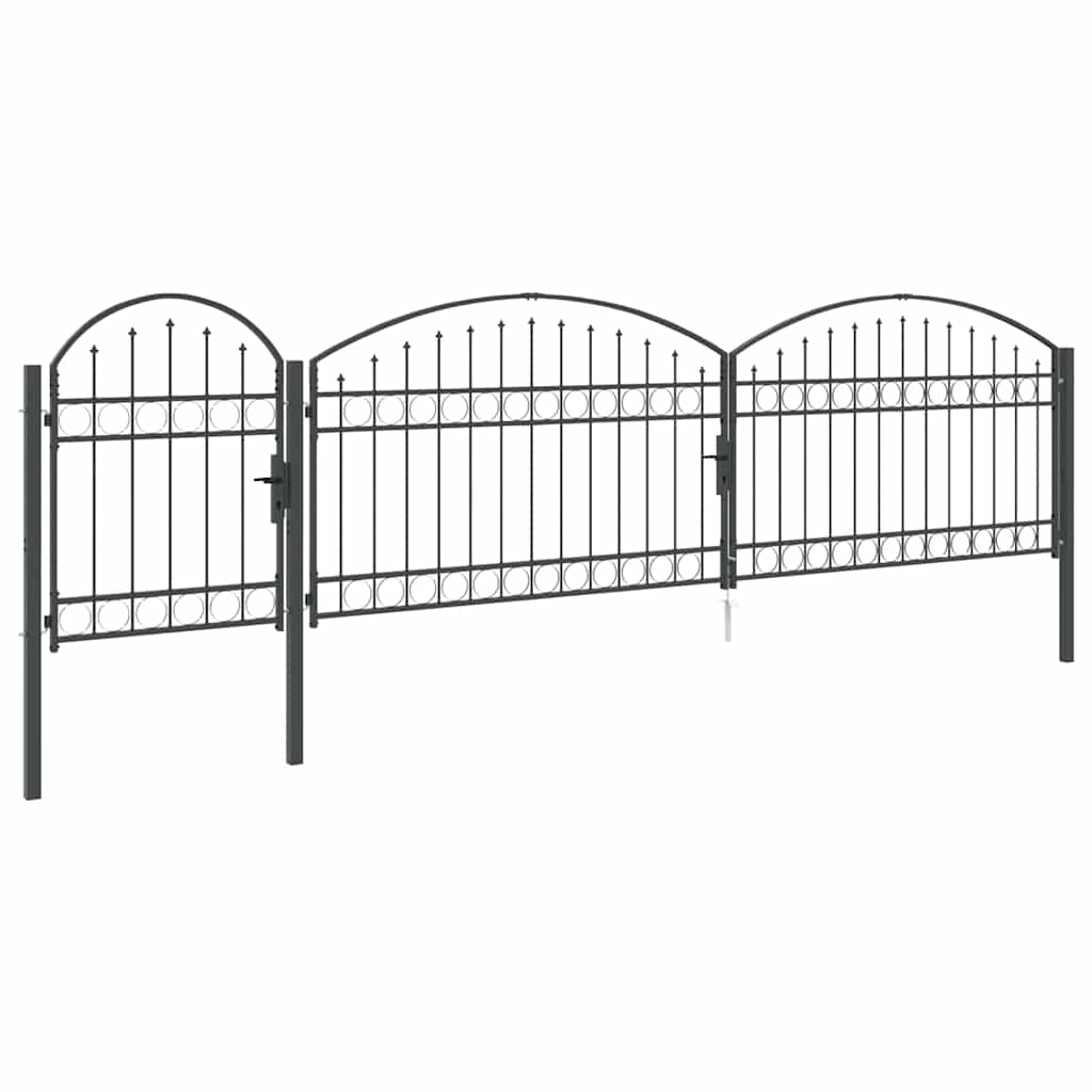 Πύλη Κήπου με Καμπύλη Κορυφή Assen Γκρι 500 x 75 cm Ατσάλι