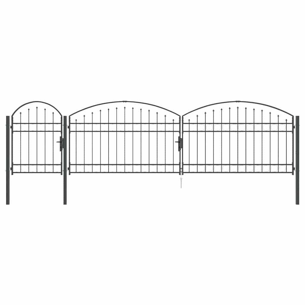 Πύλη Κήπου με Καμπύλη Κορυφή Assen Γκρι 500 x 75 cm Ατσάλι