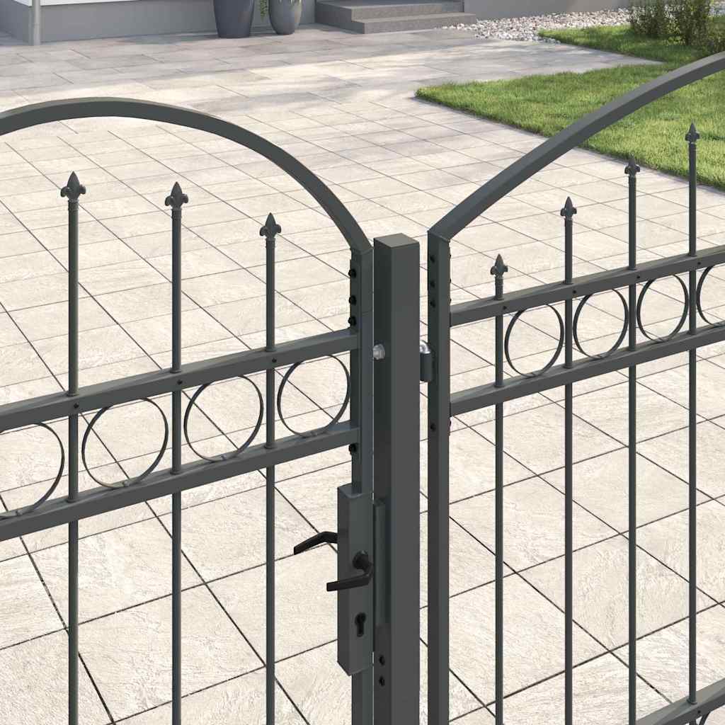 Πύλη Κήπου με Καμπύλη Κορυφή ASSEN 500 x 100 cm Ατσάλι Γκρι