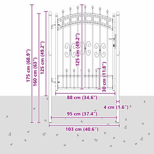 Πύλη Φράχτη με Στρογγυλή Κορυφή KAMPEN 103 x 175 cm Ατσάλι Γκρι