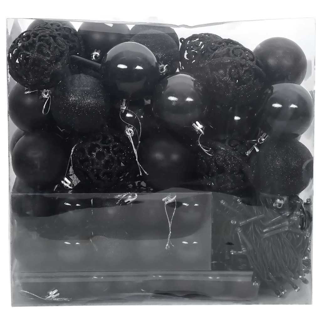 Σετ Χριστουγεννιάτικων Στρογγυλών Μπαλίτσων 120 pcs Μαύρο - Pakobazaar