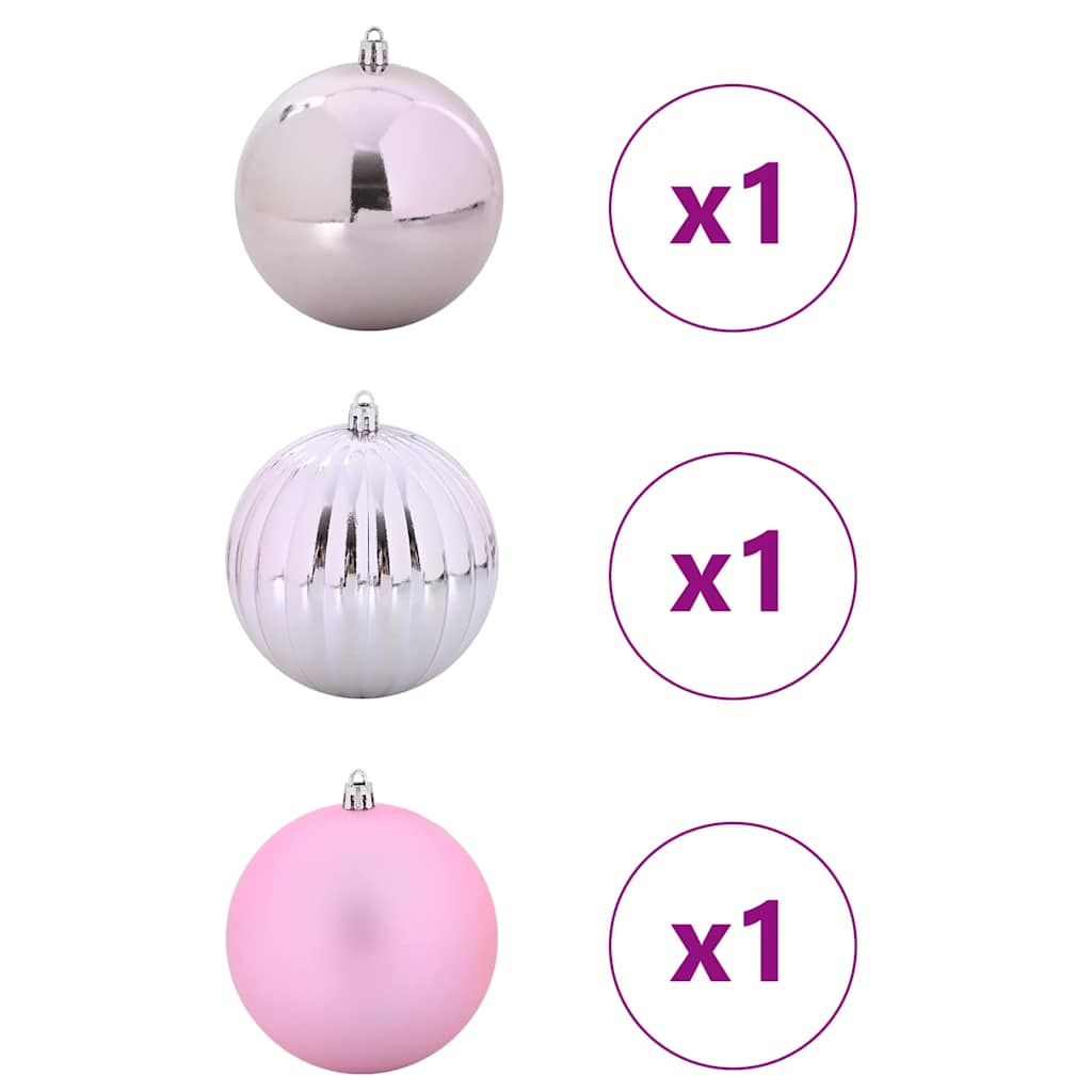 Σέτ Χριστουγεννιάτικων Μπαλών XXL 3 pcs Ροζ Πλαστικό - Pakobazaar