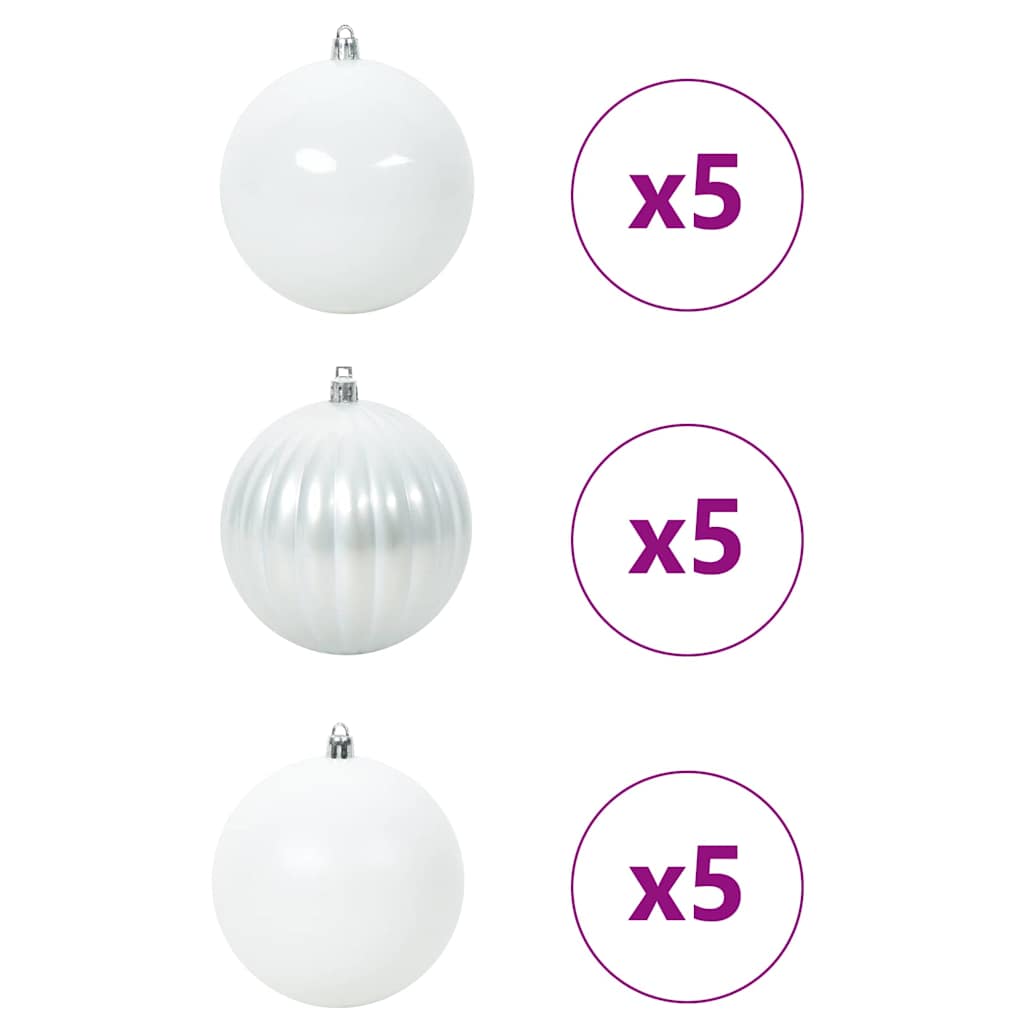 Σετ Χριστουγεννιάτικων Μπαλονιών XL 15 pcs Λευκό Ø 10 εκ LED