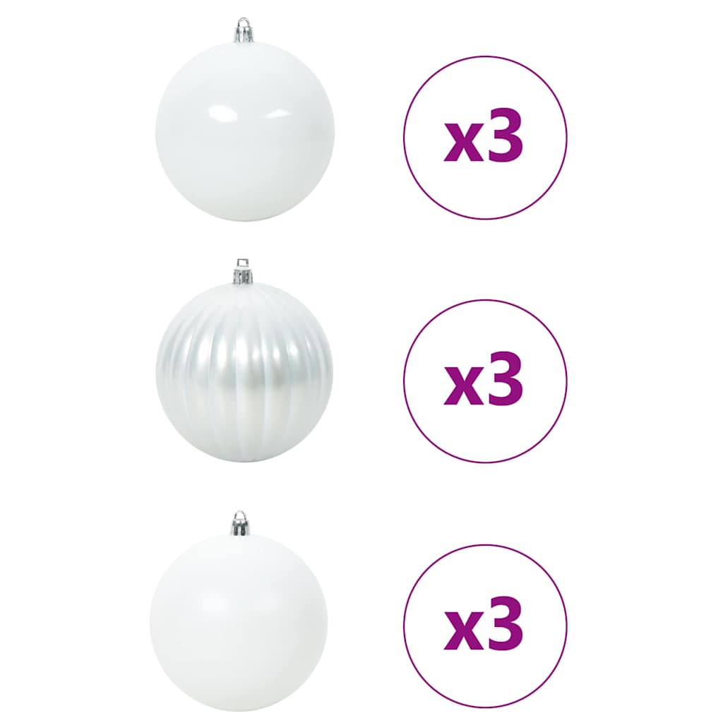 Σετ Χριστουγεννιάτικων Μπαλονιών XL 9 pcs Λευκό Ø 15 εκ. LED